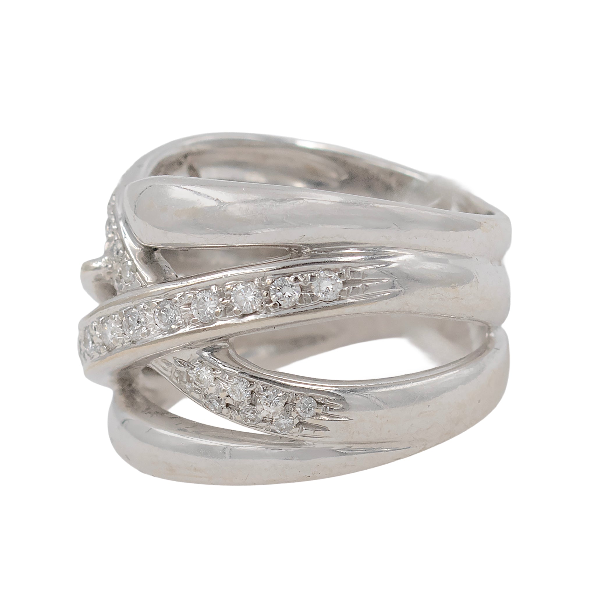 Wide White Gold And Diamond Wrap Band