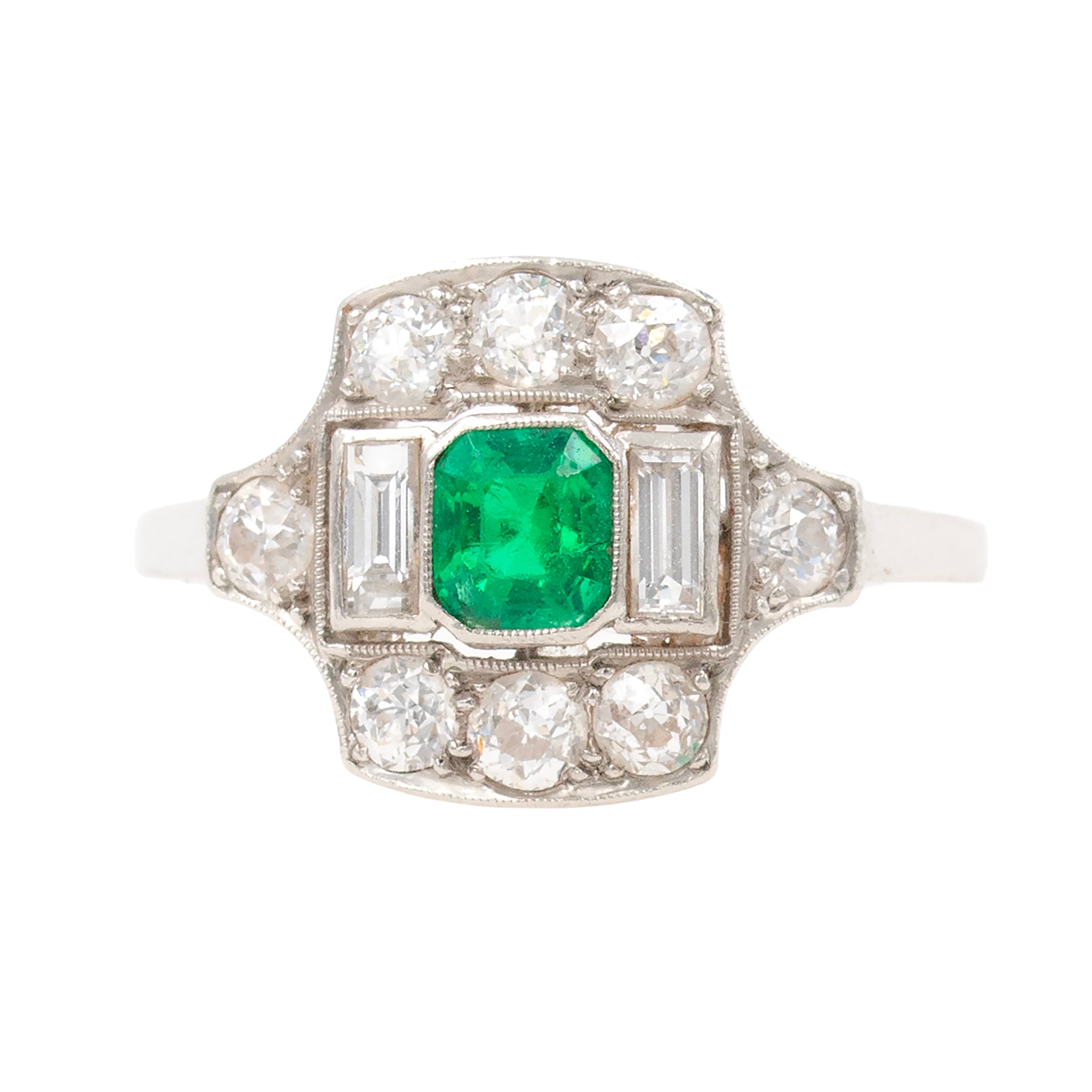 Emerald And Diamond Shield Ring