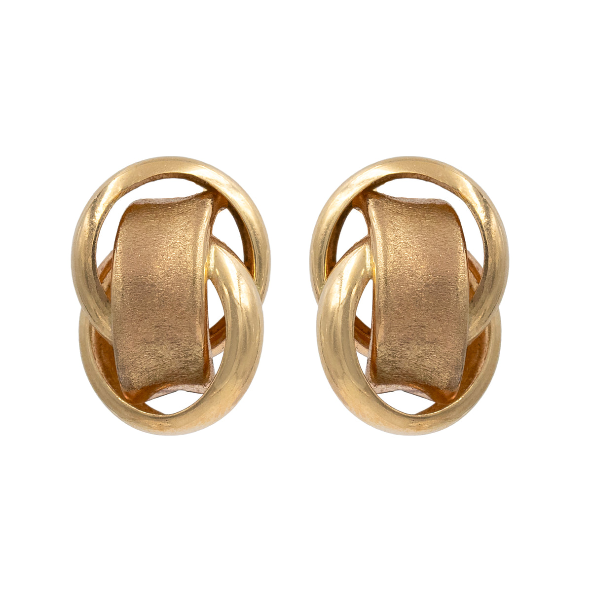 Abstract Knot Gold Button Earring