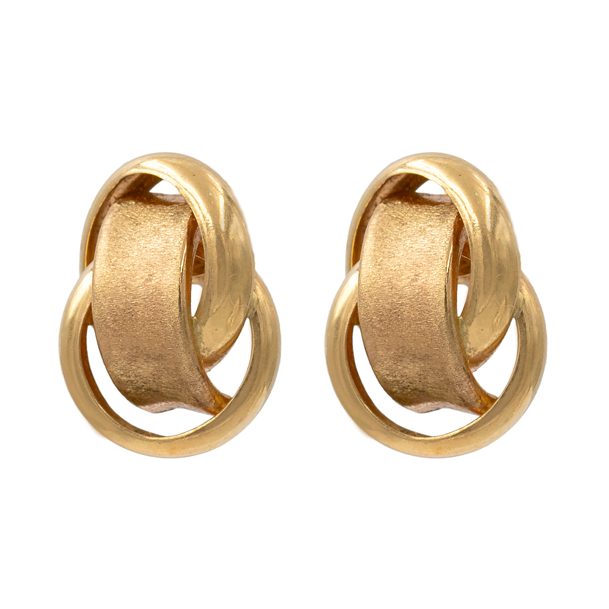 Abstract Knot Gold Button Earring