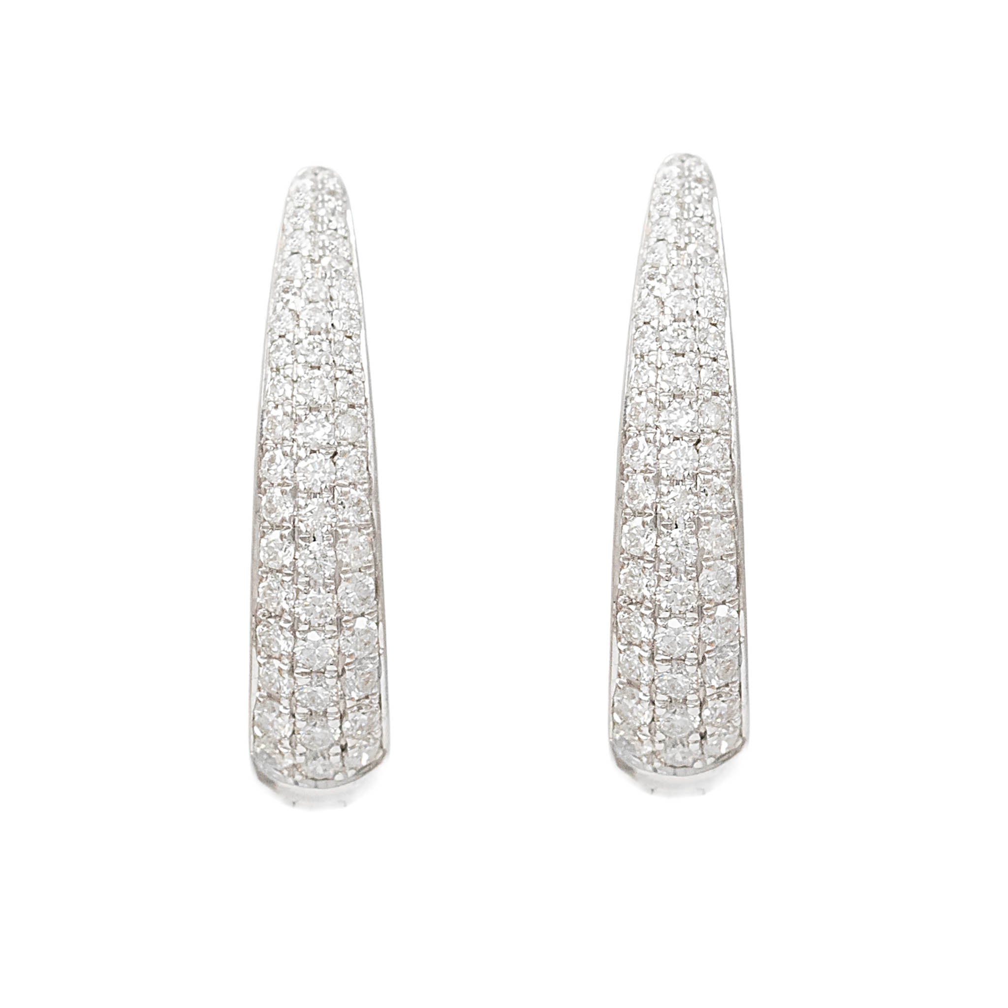 Oval Pave Diamond Hoop Earrings In White Gold