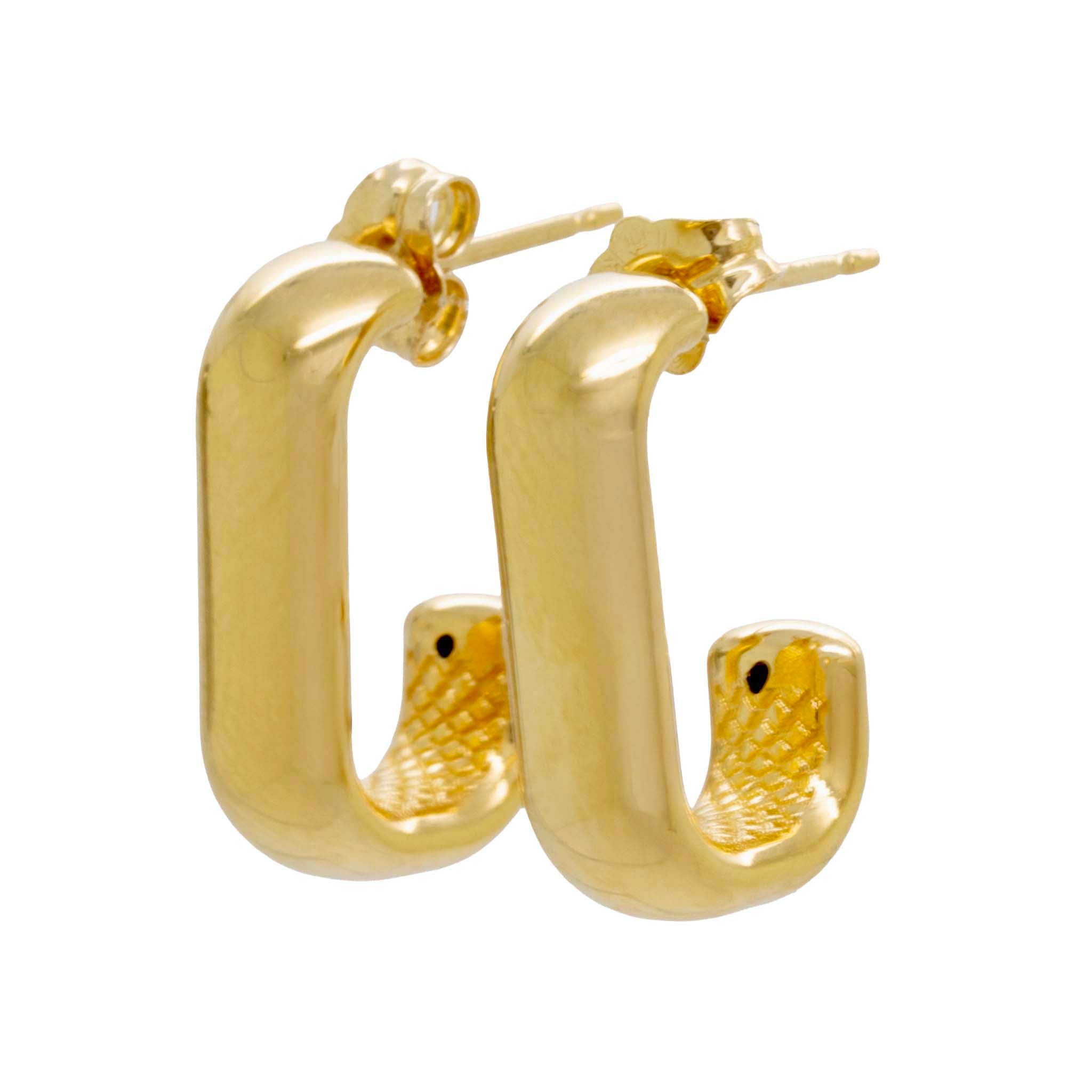 Smooth Puffed J Hoop Earrings