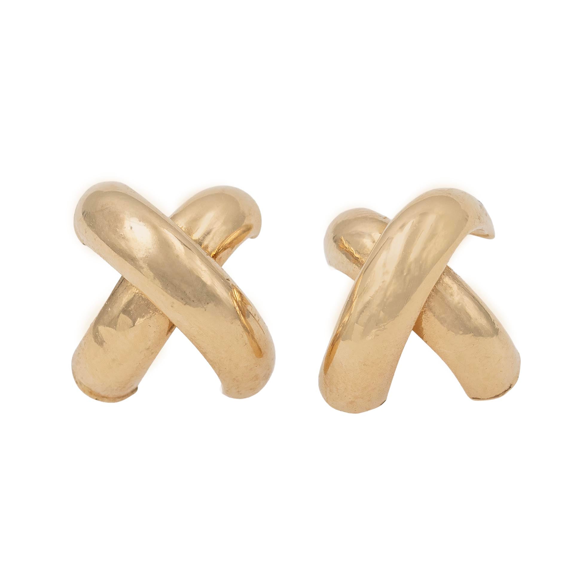 Criss Cross Gold Button Earrings
