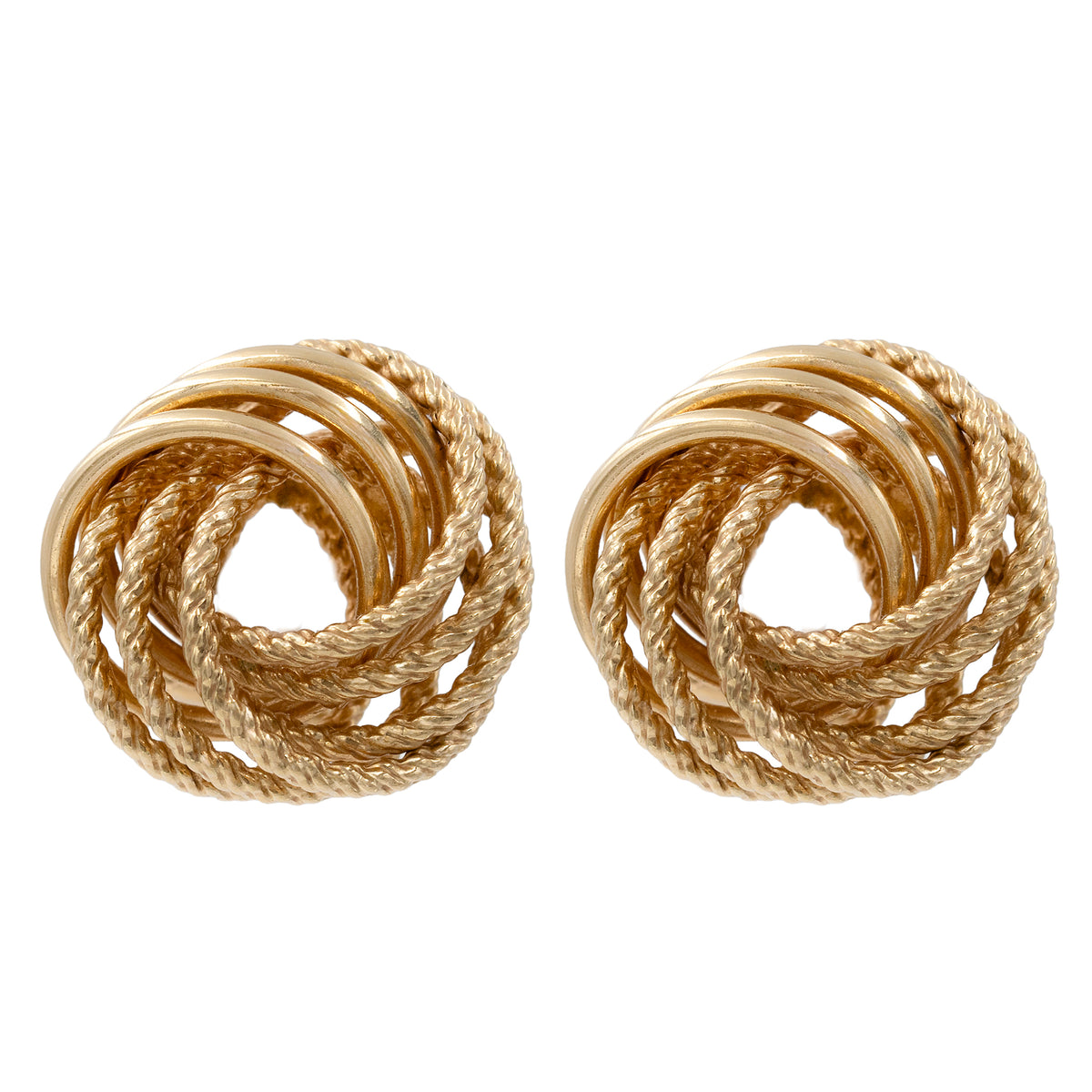 Large Button Knot Earrings With Twisted And Polished Finish