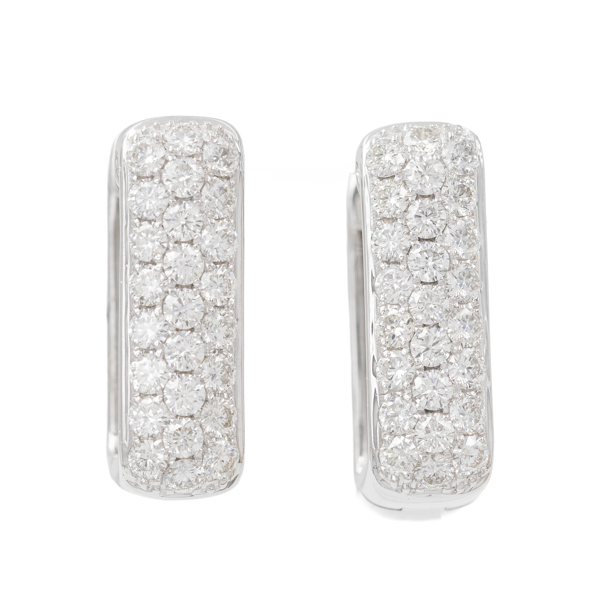 Rectangular Pave Diamond Hoop Earrings