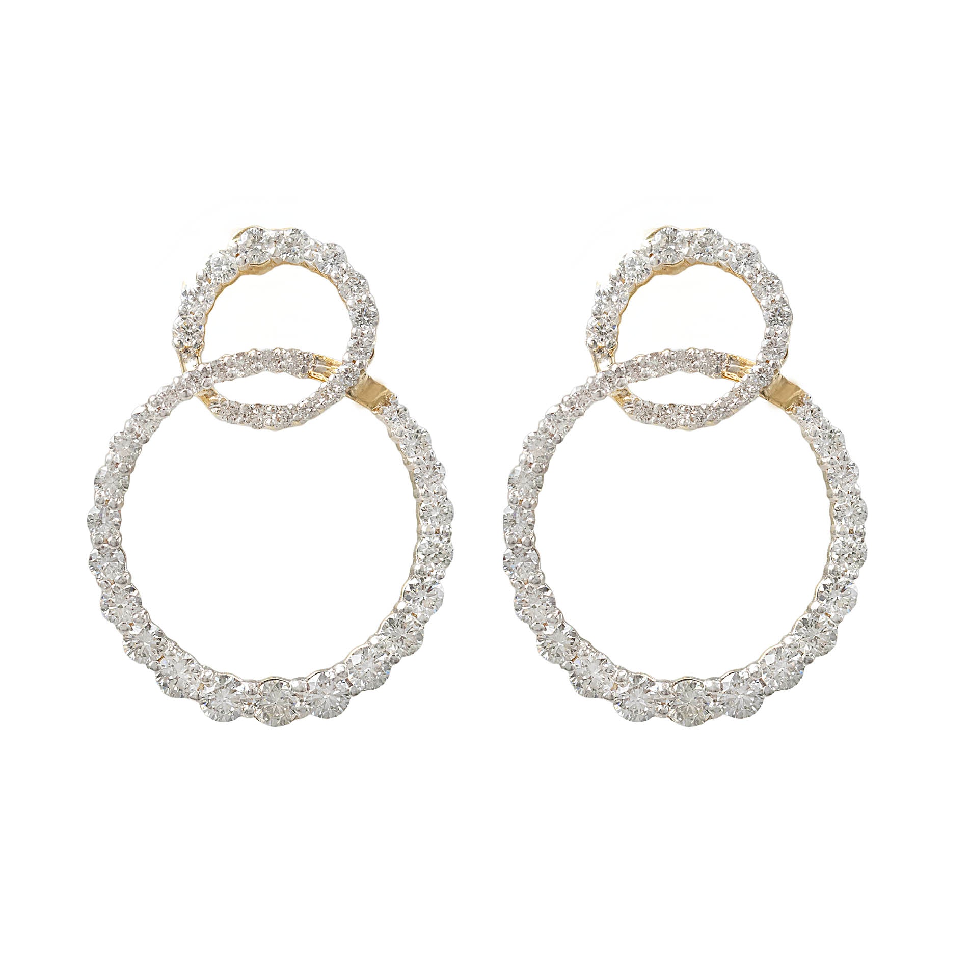 Diamond Double Circle Drop Earring