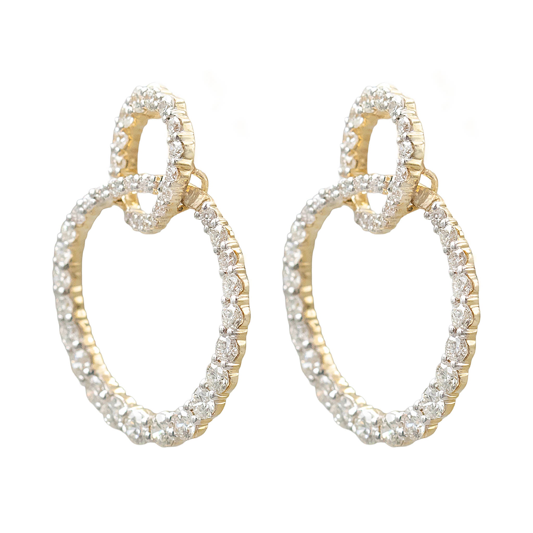 Diamond Double Circle Drop Earring