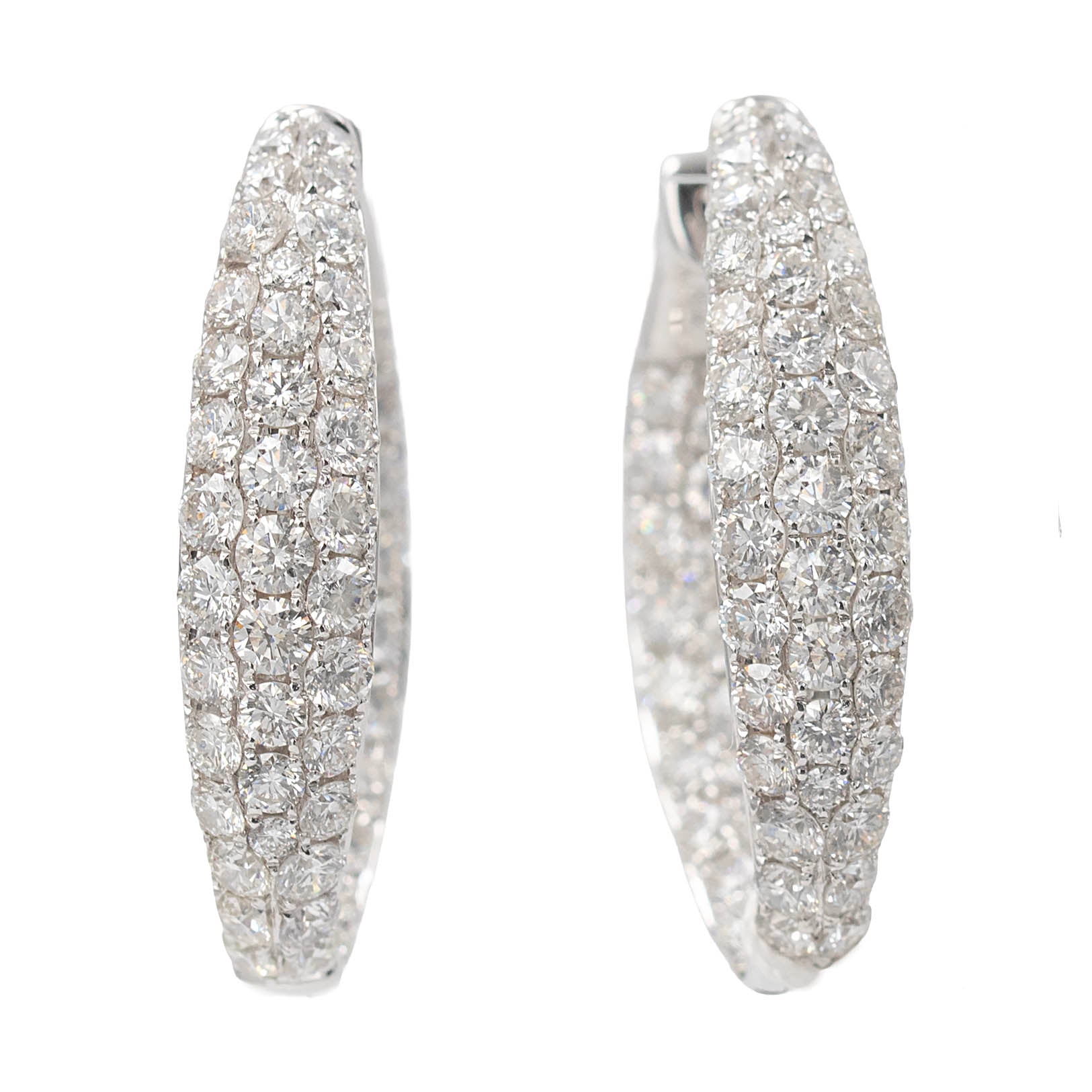 Pave Diamond Hoop Earrings Waved