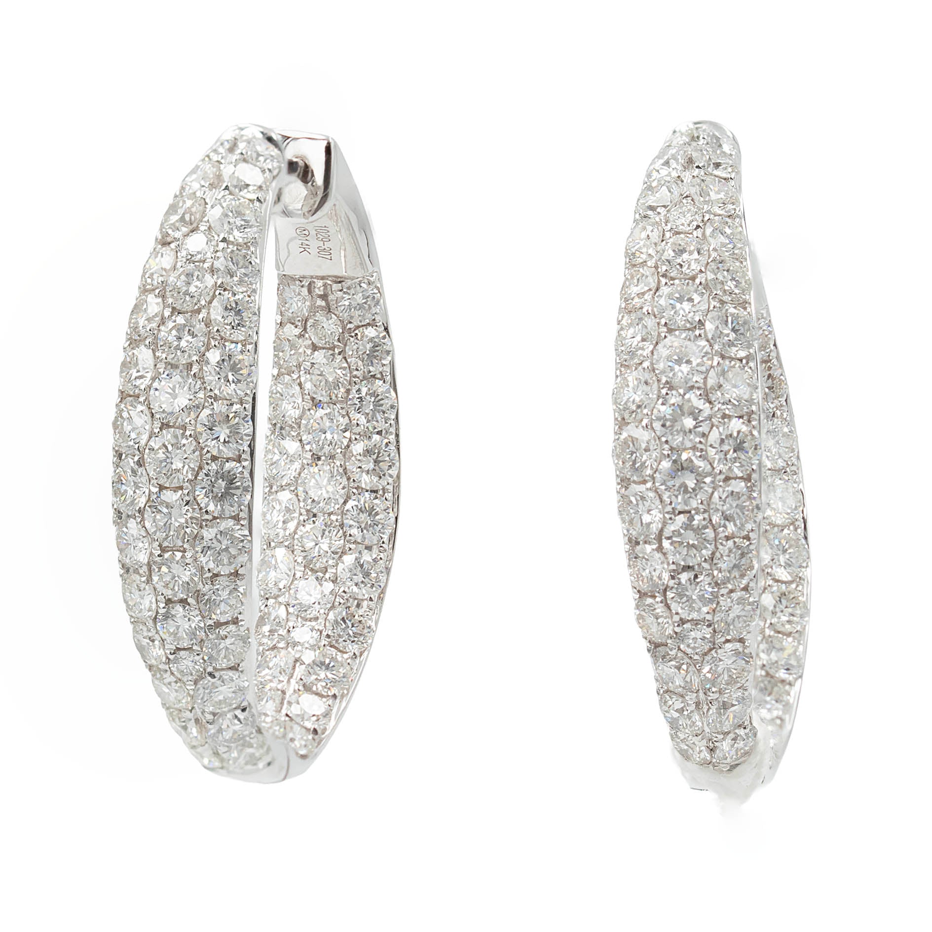 Pave Diamond Hoop Earrings Waved