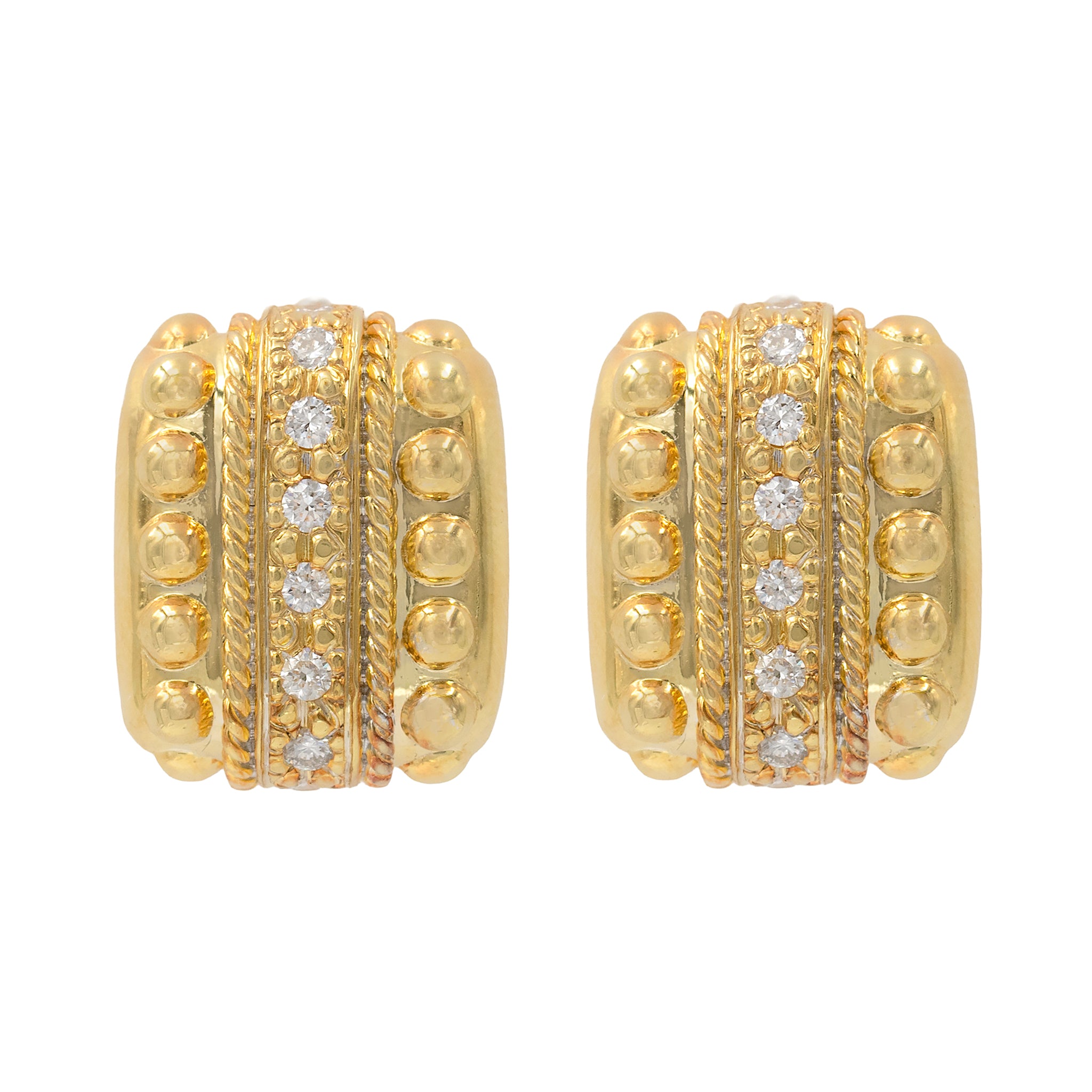 Contemporary Textured Diamond Button Earring