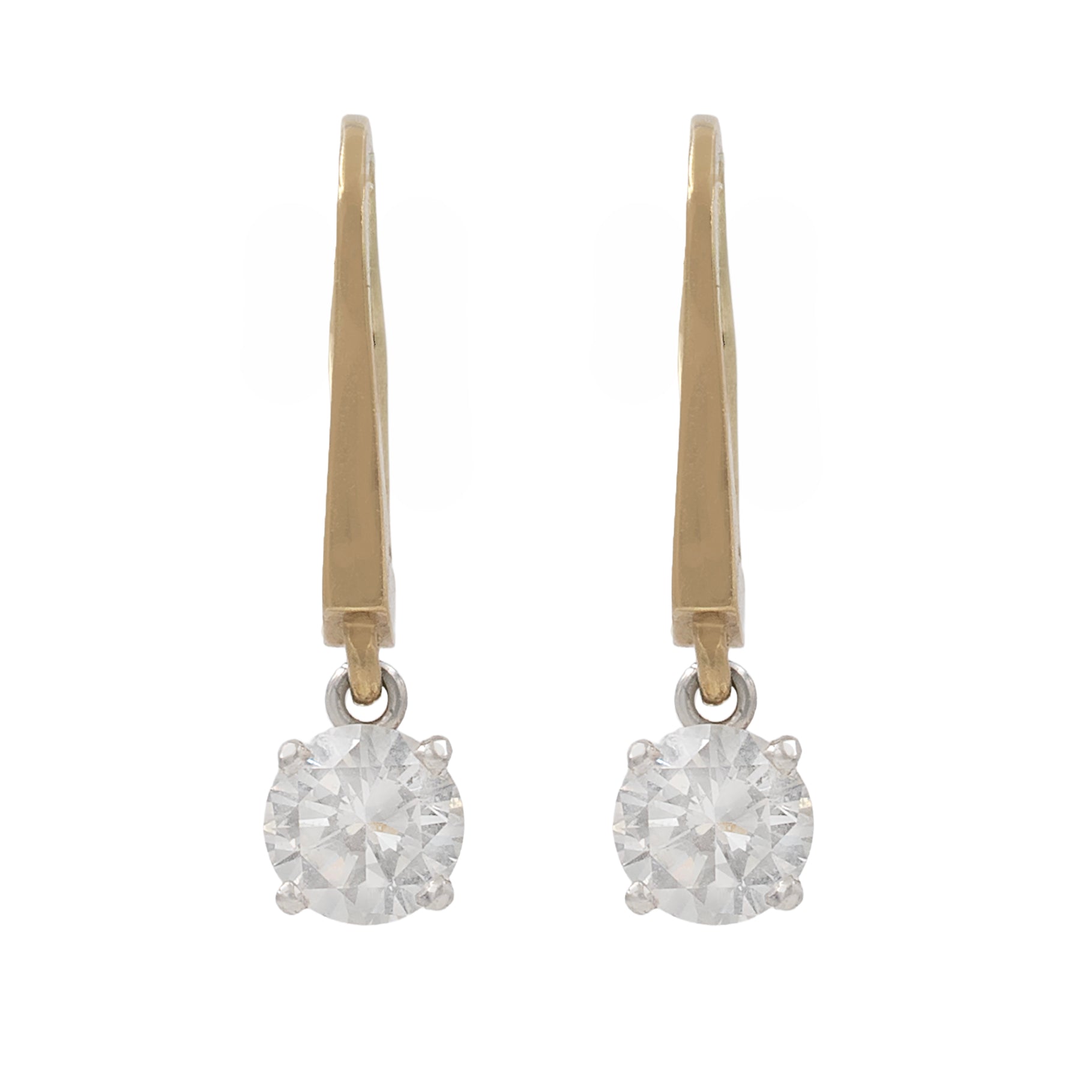 Round Diamond Drop On Lever Back Earring