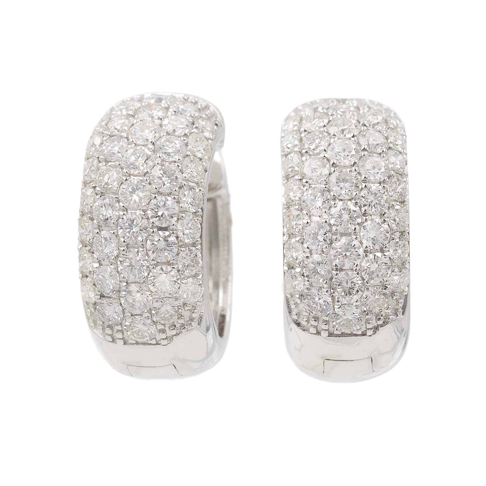 Wide Pave Diamond Huggie Hoop Earring