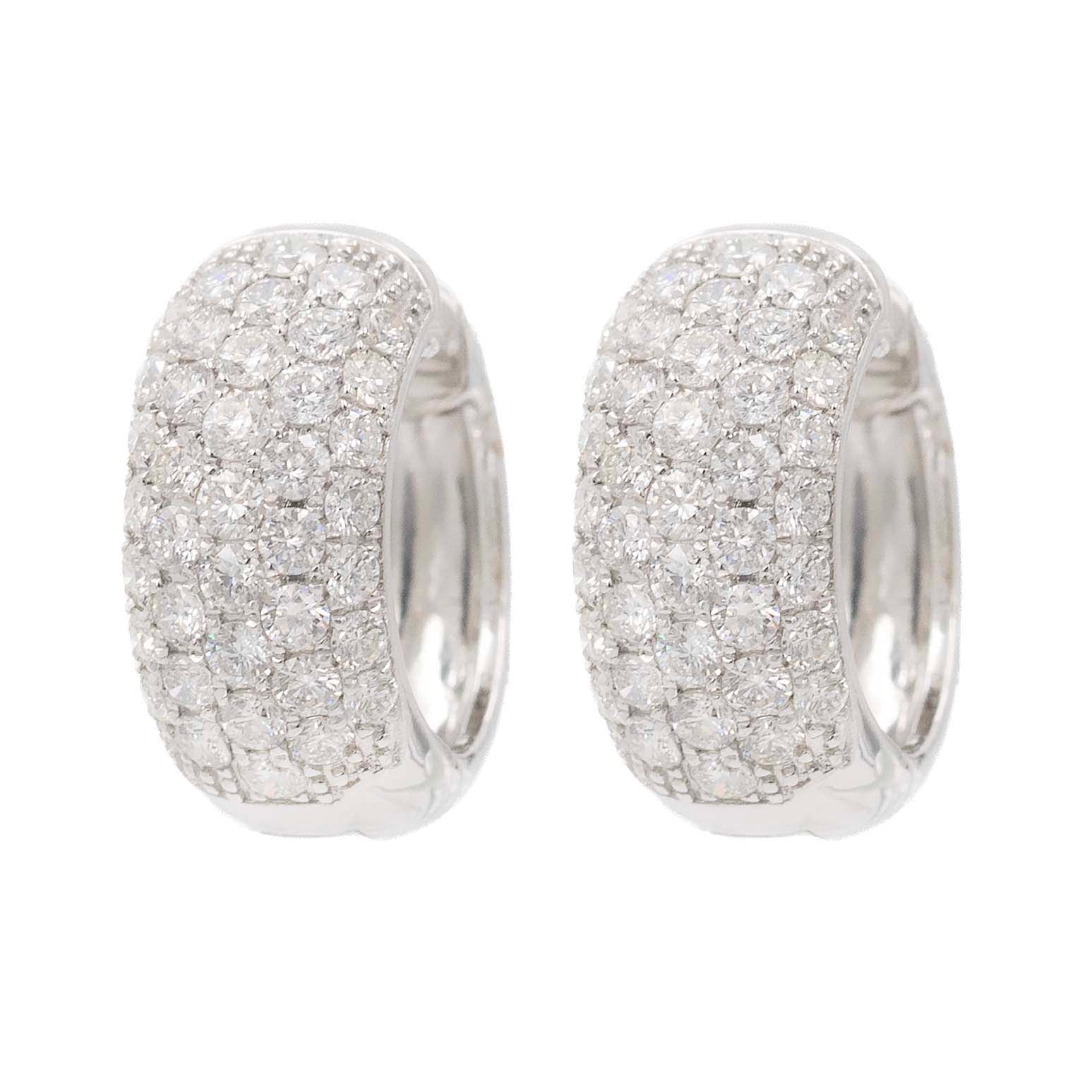 Wide Pave Diamond Huggie Hoop Earring