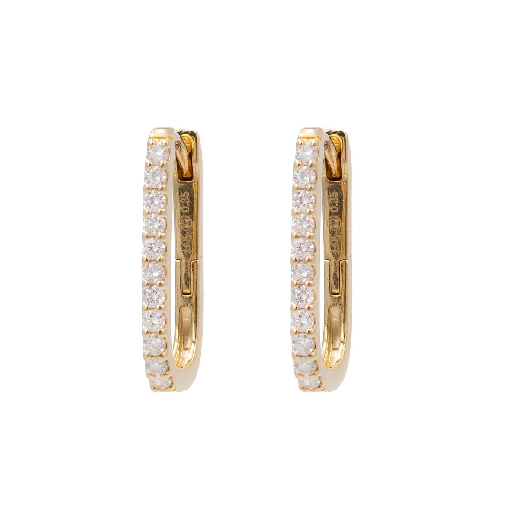 Squared Diamond Hoop Earrings