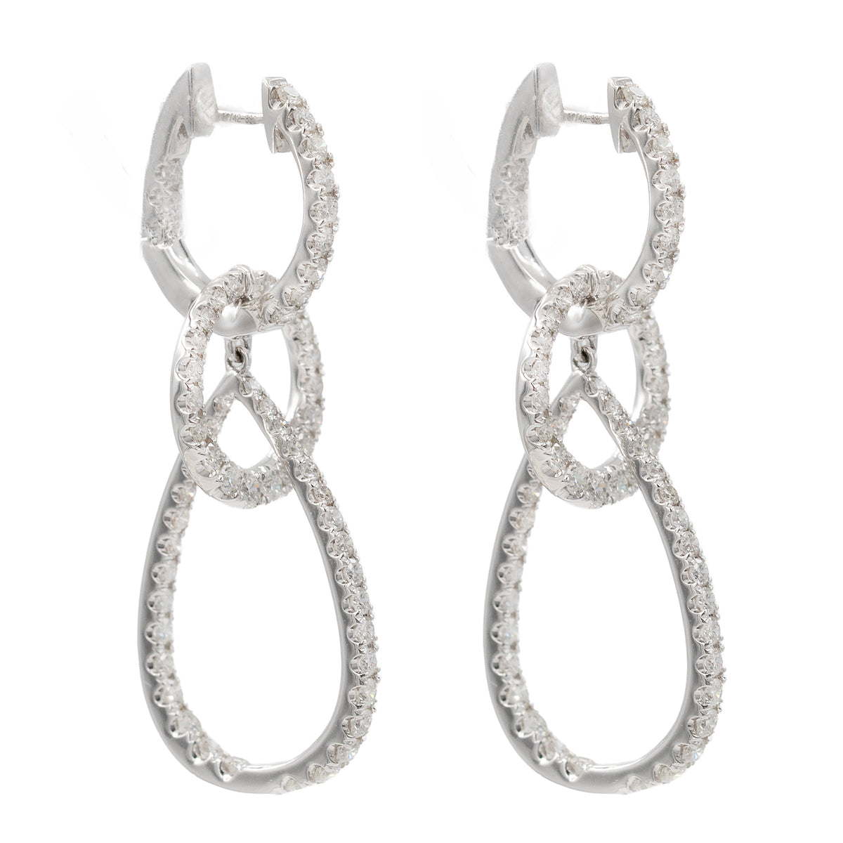 Interlocking Diamond Hoop Drop Earrings