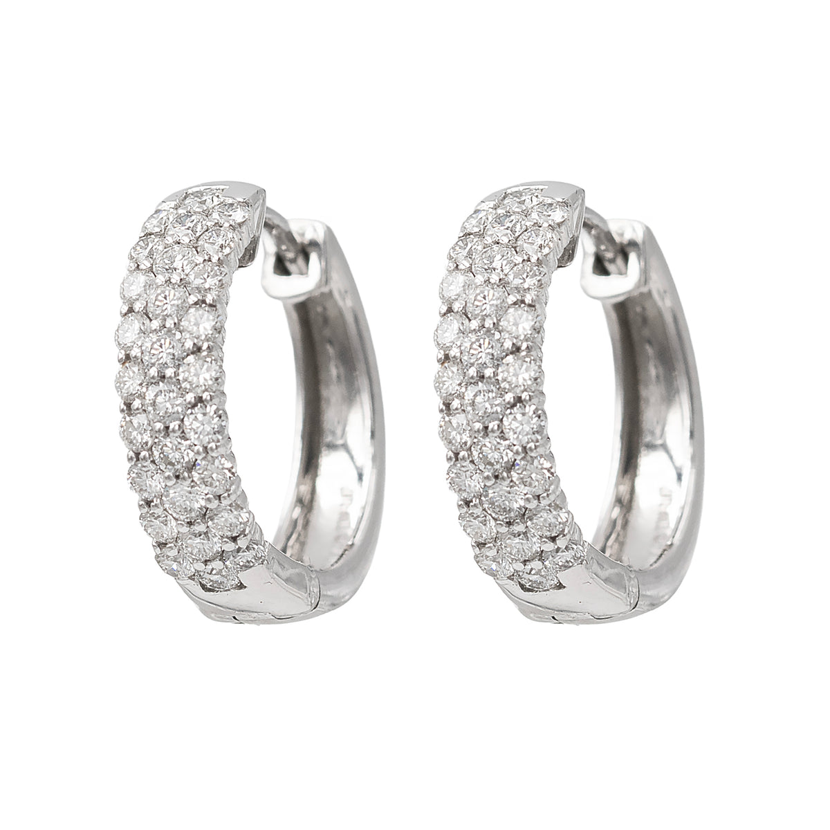 Pave Diamond Small Hoop Earrings In White Gold