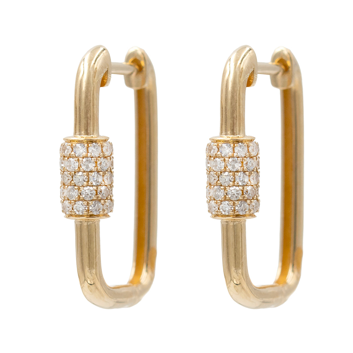 Paperclip Style Hoop Earring With Diamond Cluster