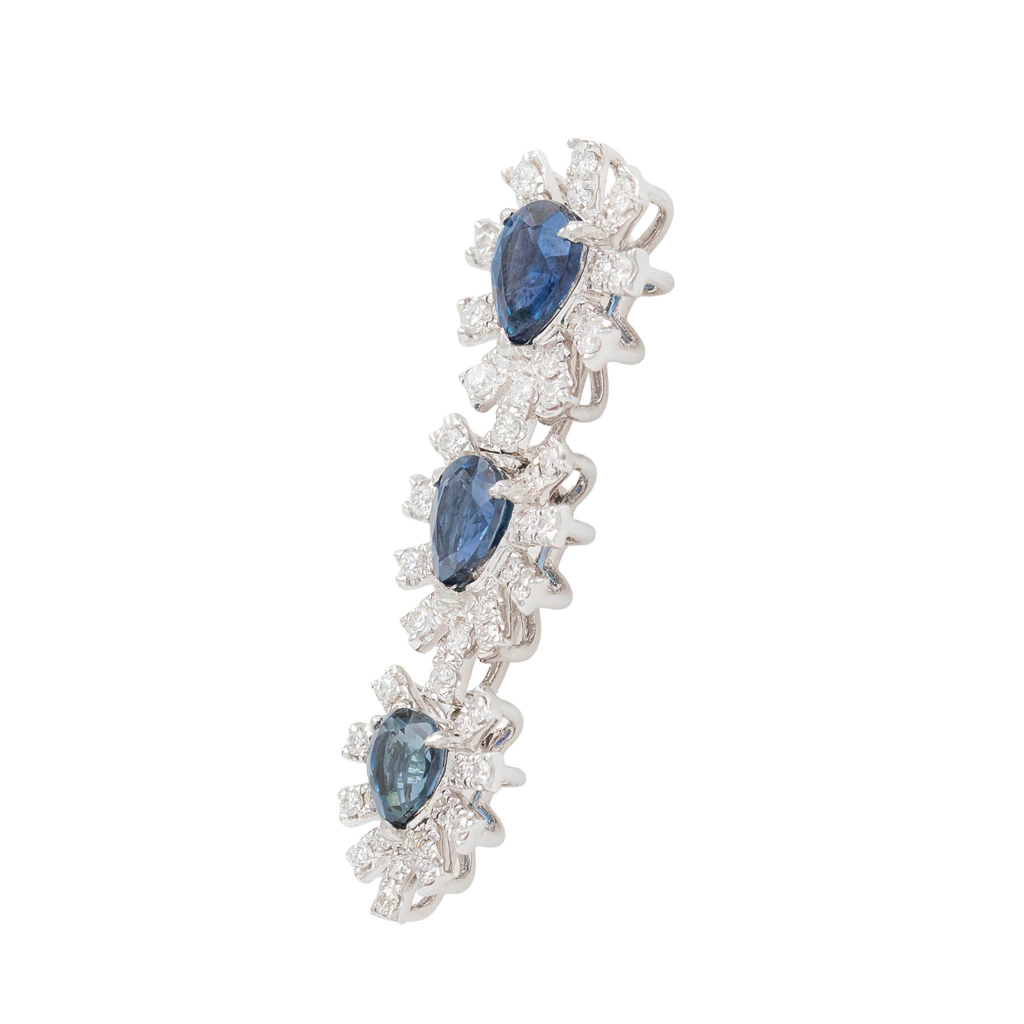 Sapphires With Firecracker Halos Drop Earrings
