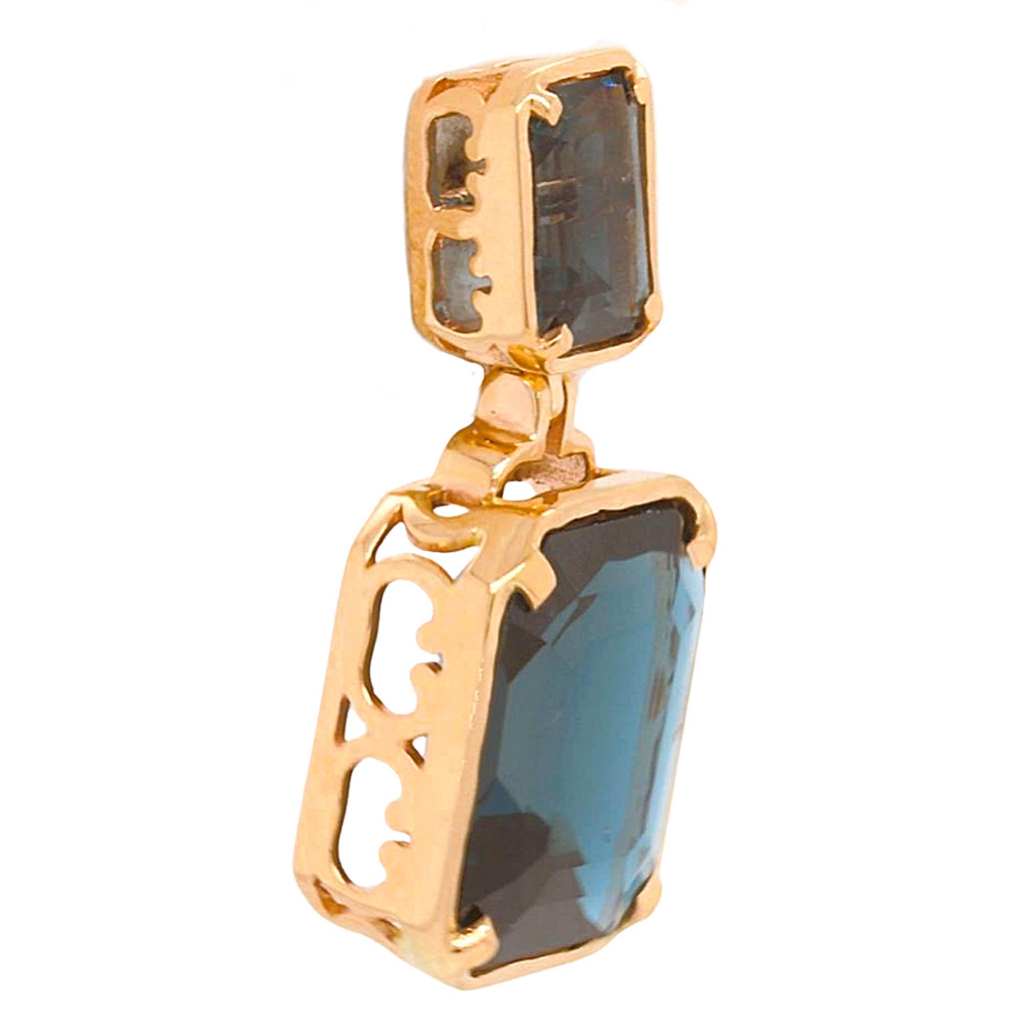 Large Emerald Cut London Blue Topaz Drop Earrings