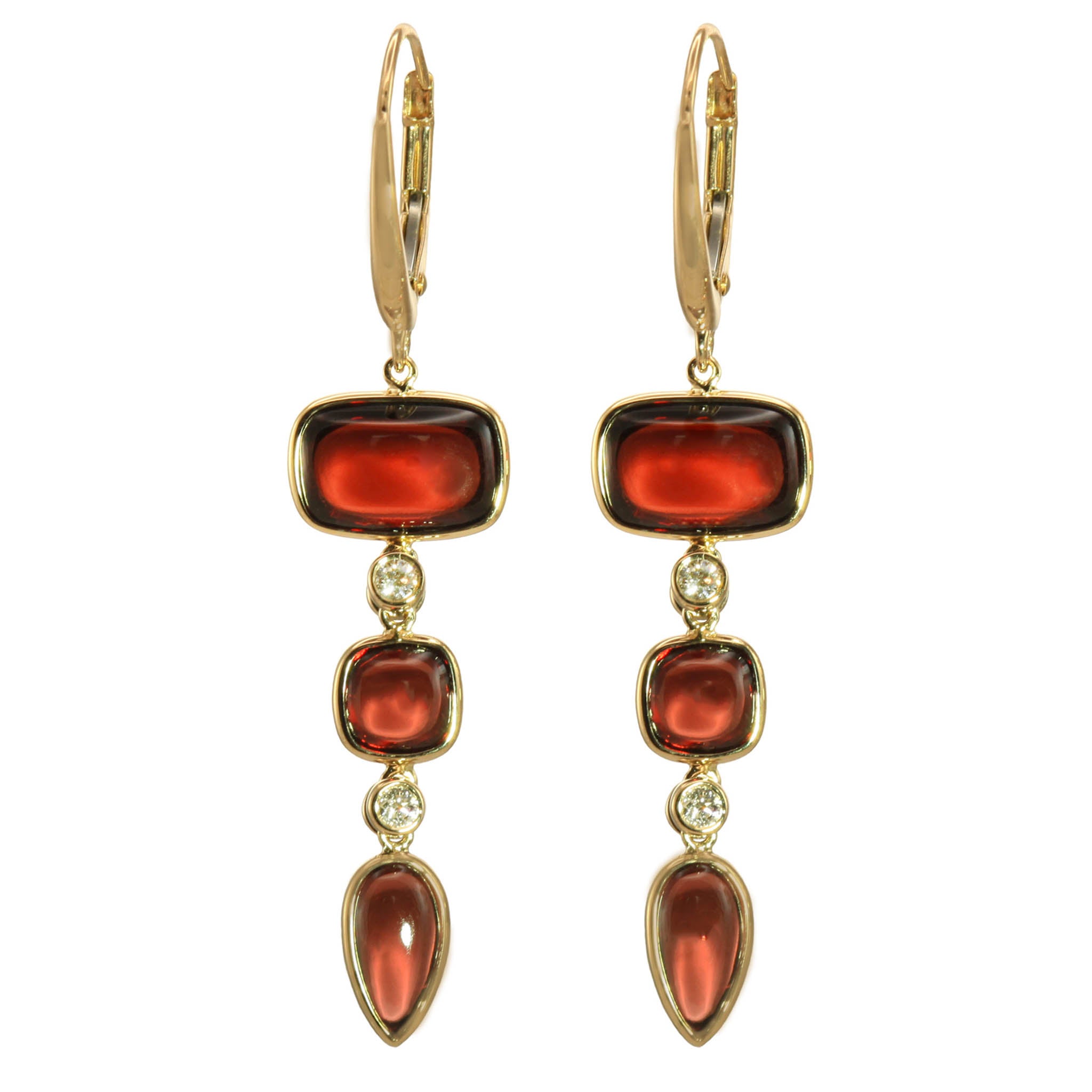 Garnet 3 Drop Drop Earring
