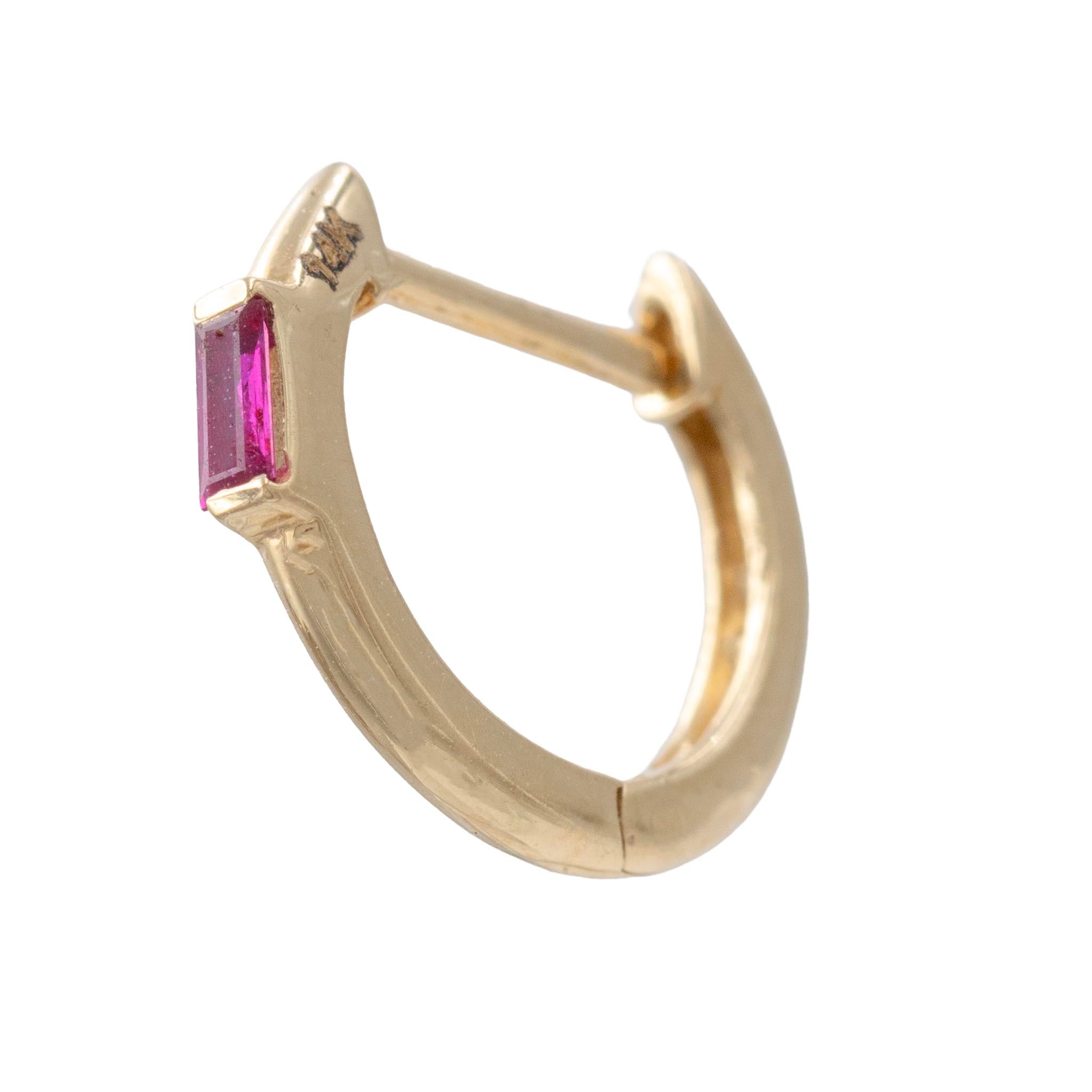 Baguette Ruby Huggie Earrings