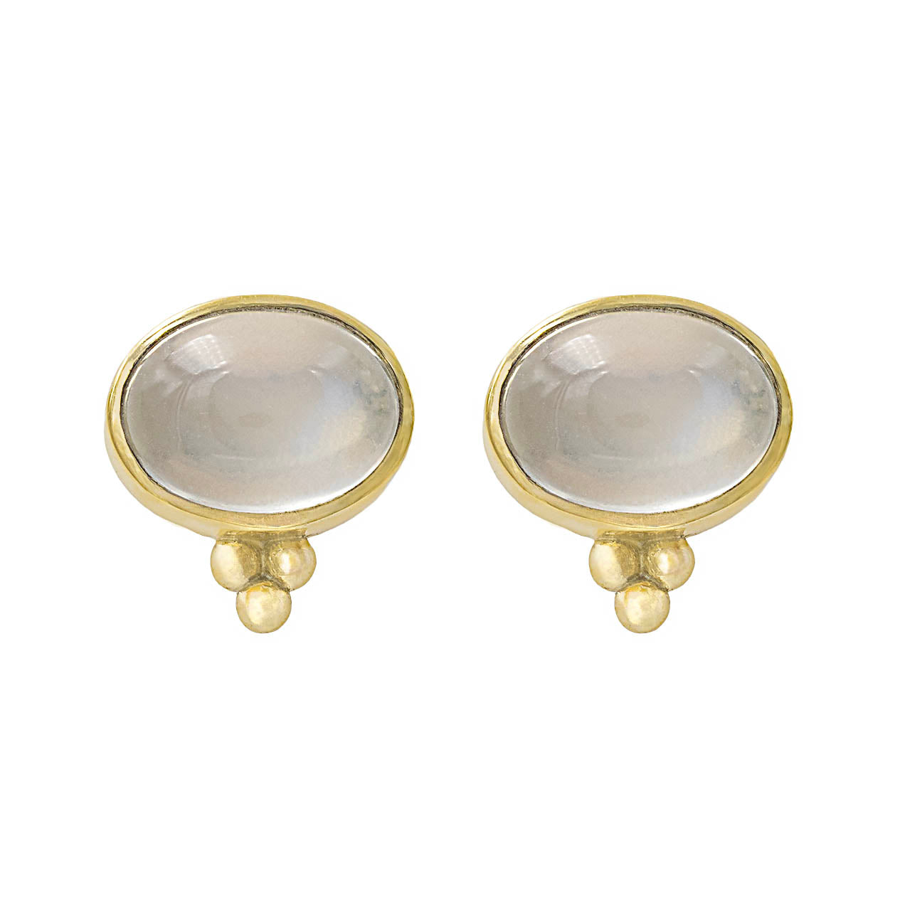 Oval Cabochon Bezel Set Moonstone Stud Earrings