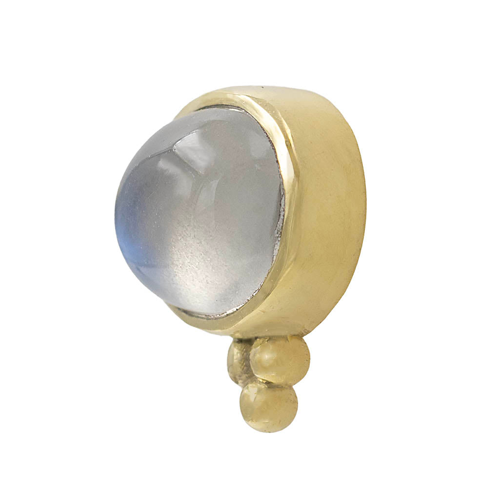 Oval Cabochon Bezel Set Moonstone Stud Earrings