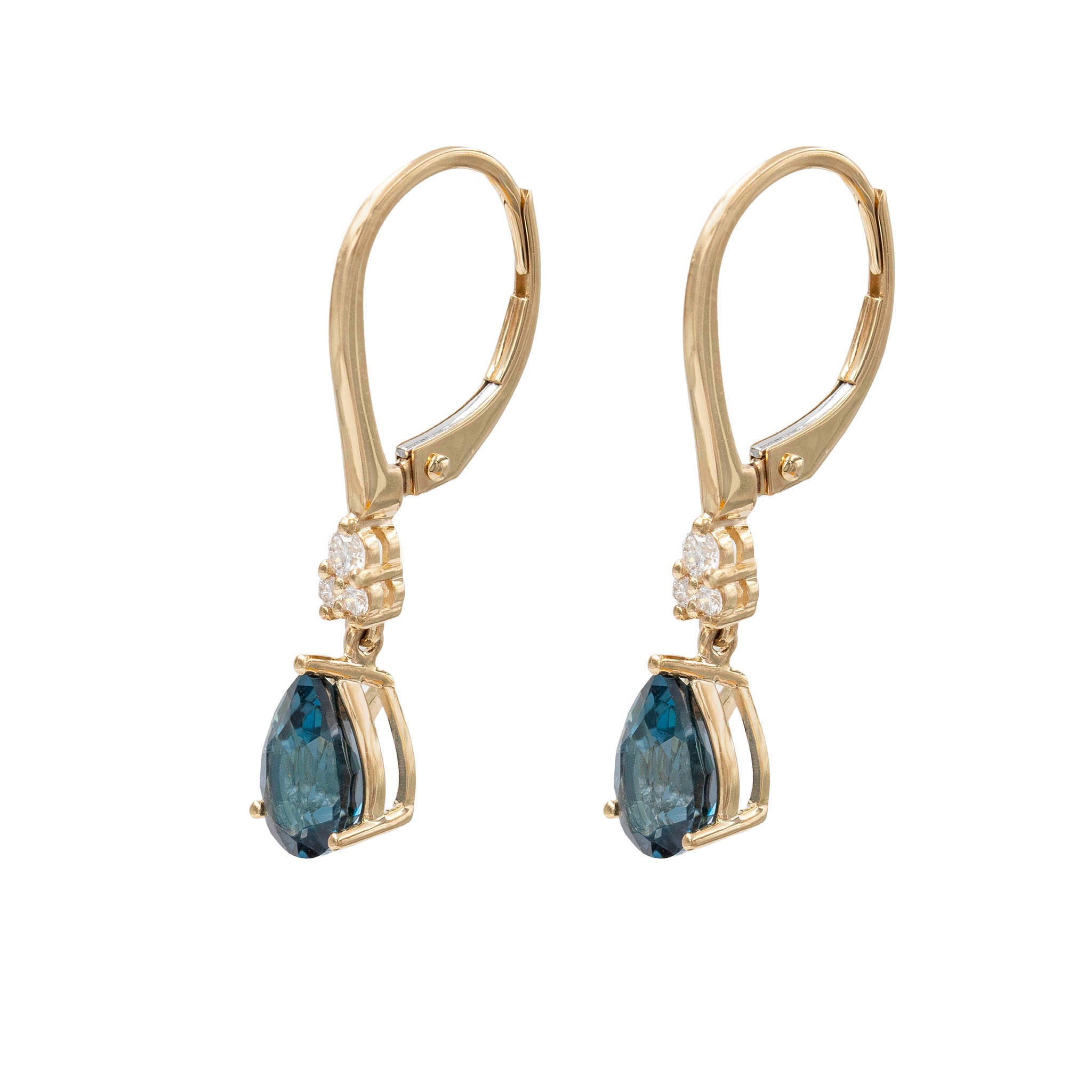 Pear Shaped London Blue Topaz Lever Back Earrings
