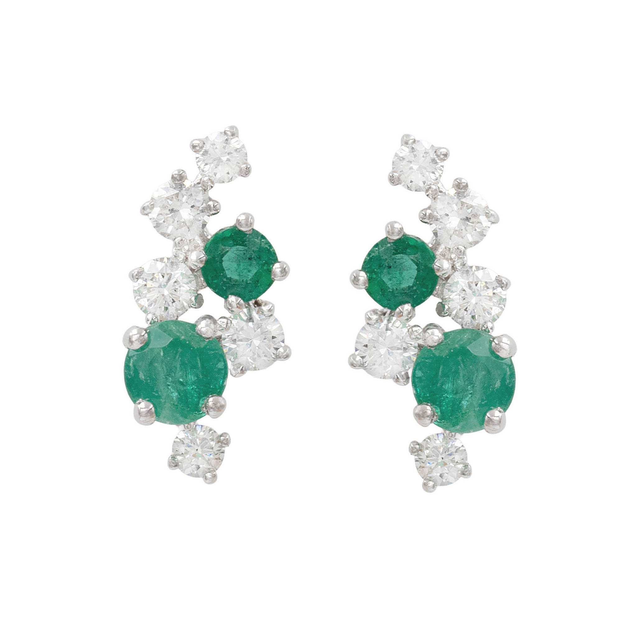 Scattered Emerald And Diamond Stud Earrings