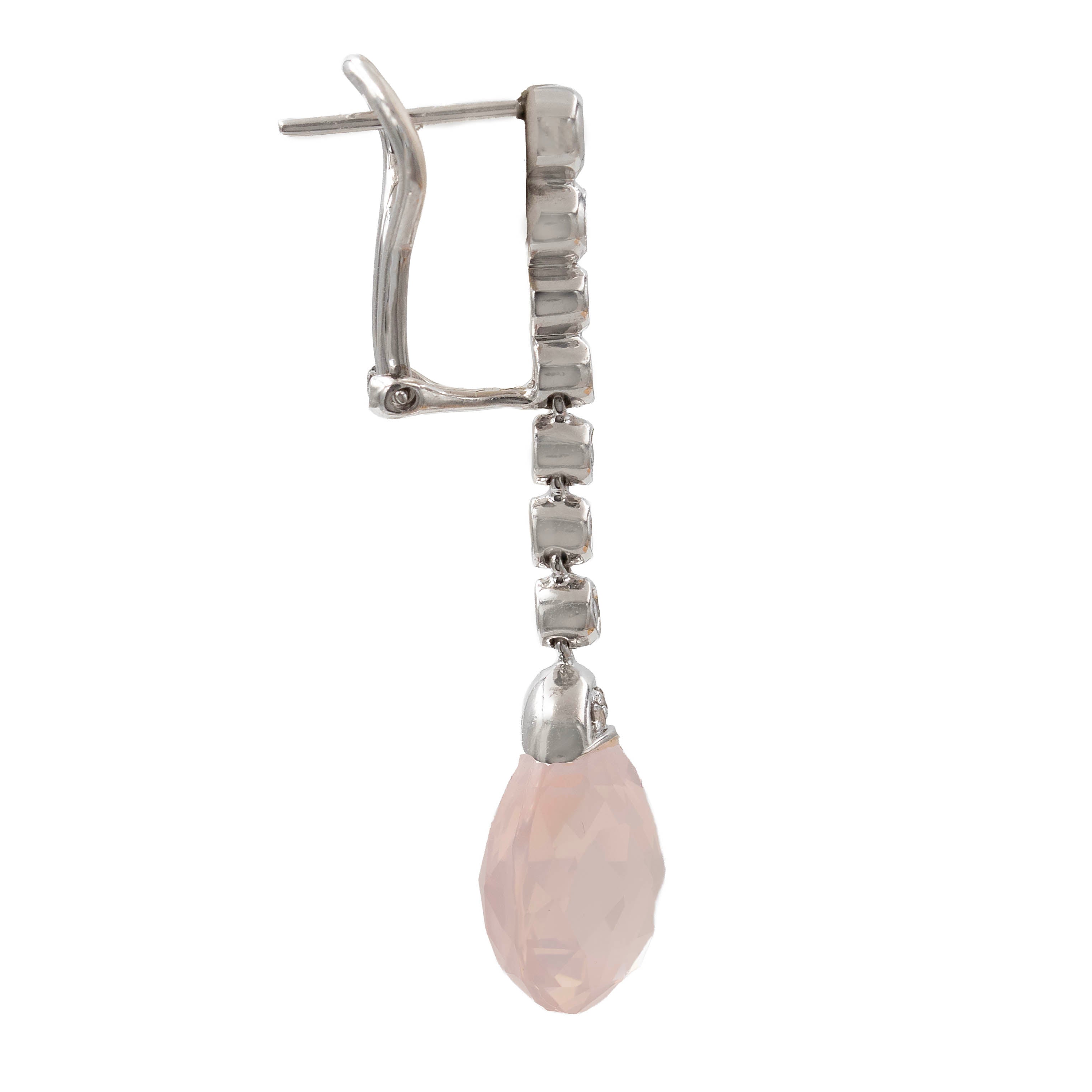Rose Quartz And Diamond Drop Earrings