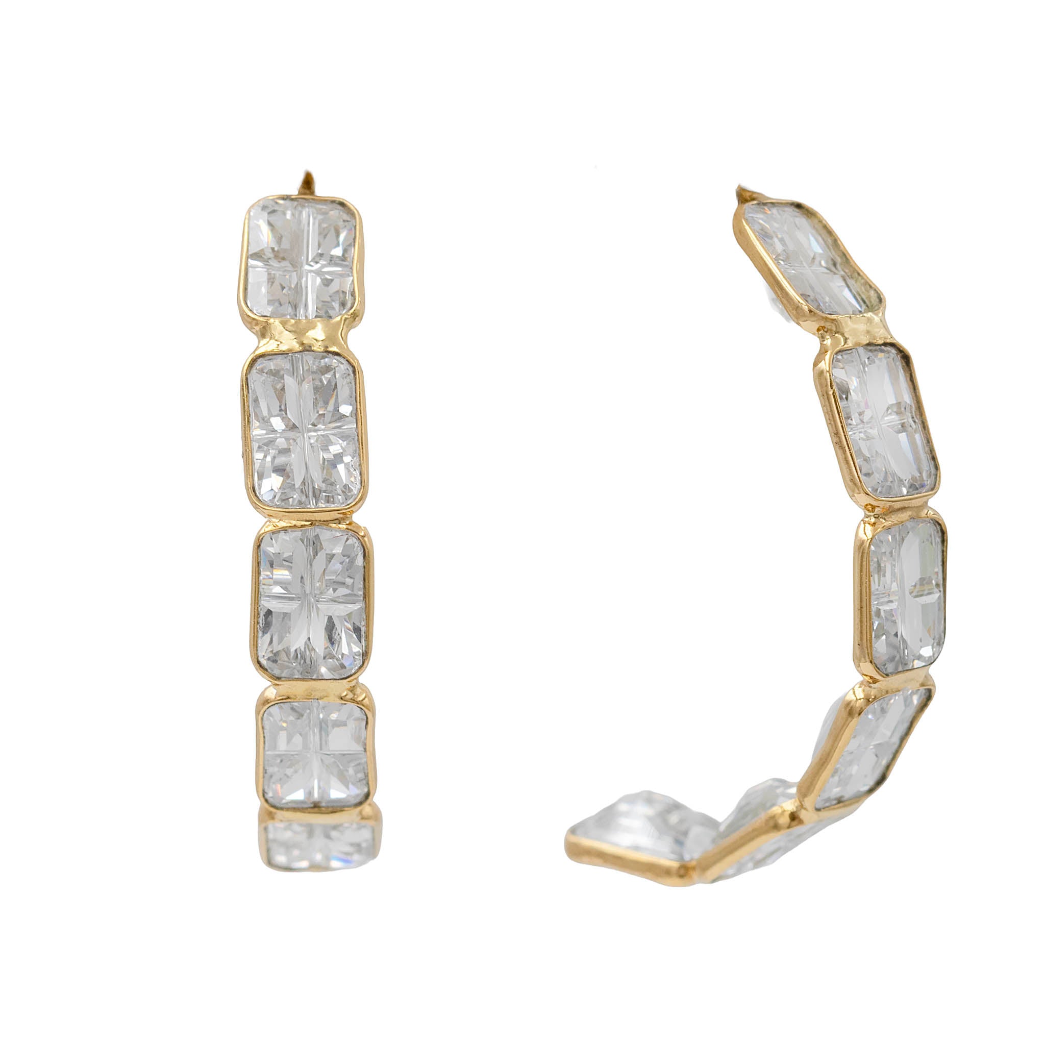 Bezel Set Zircon Half Hoop Earrings