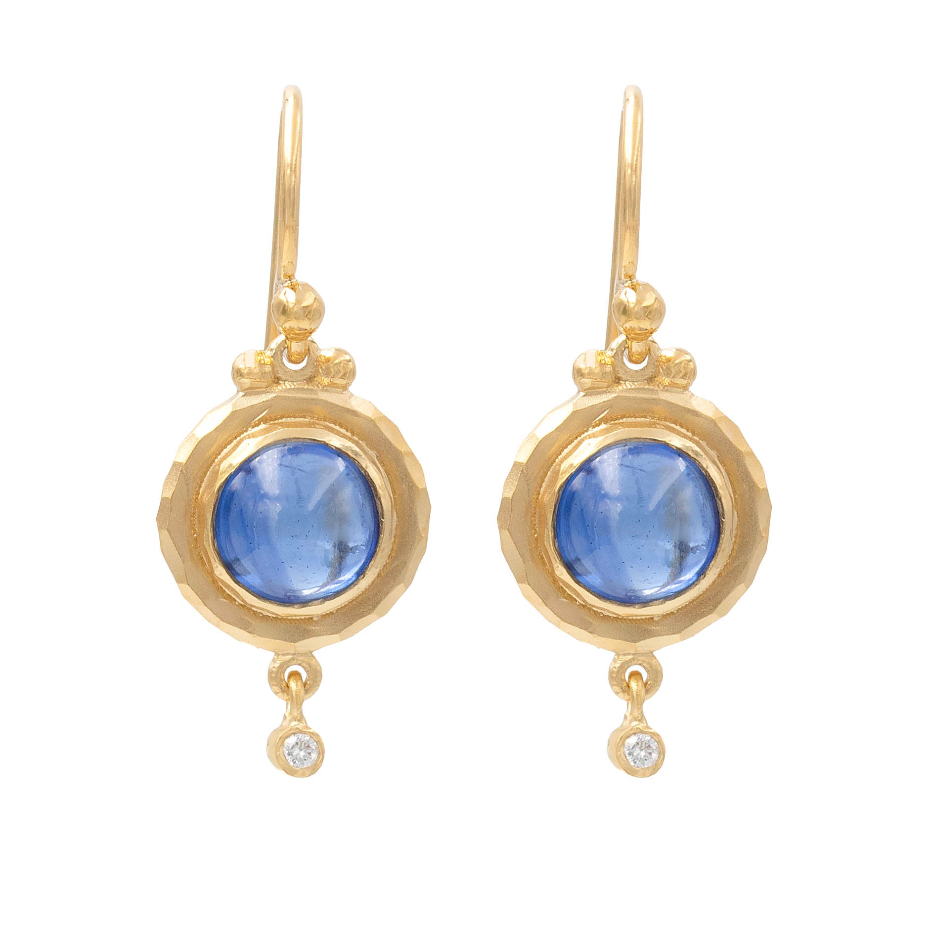 Round Kyanite Drop Earrings With Diamond Accent
