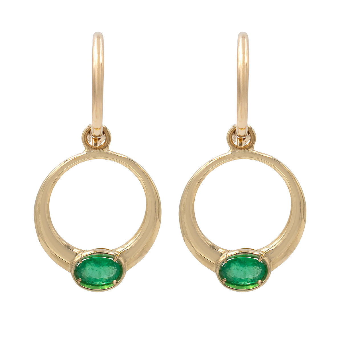 Door Knocker Style Drop Earring With Oval Emeralds
