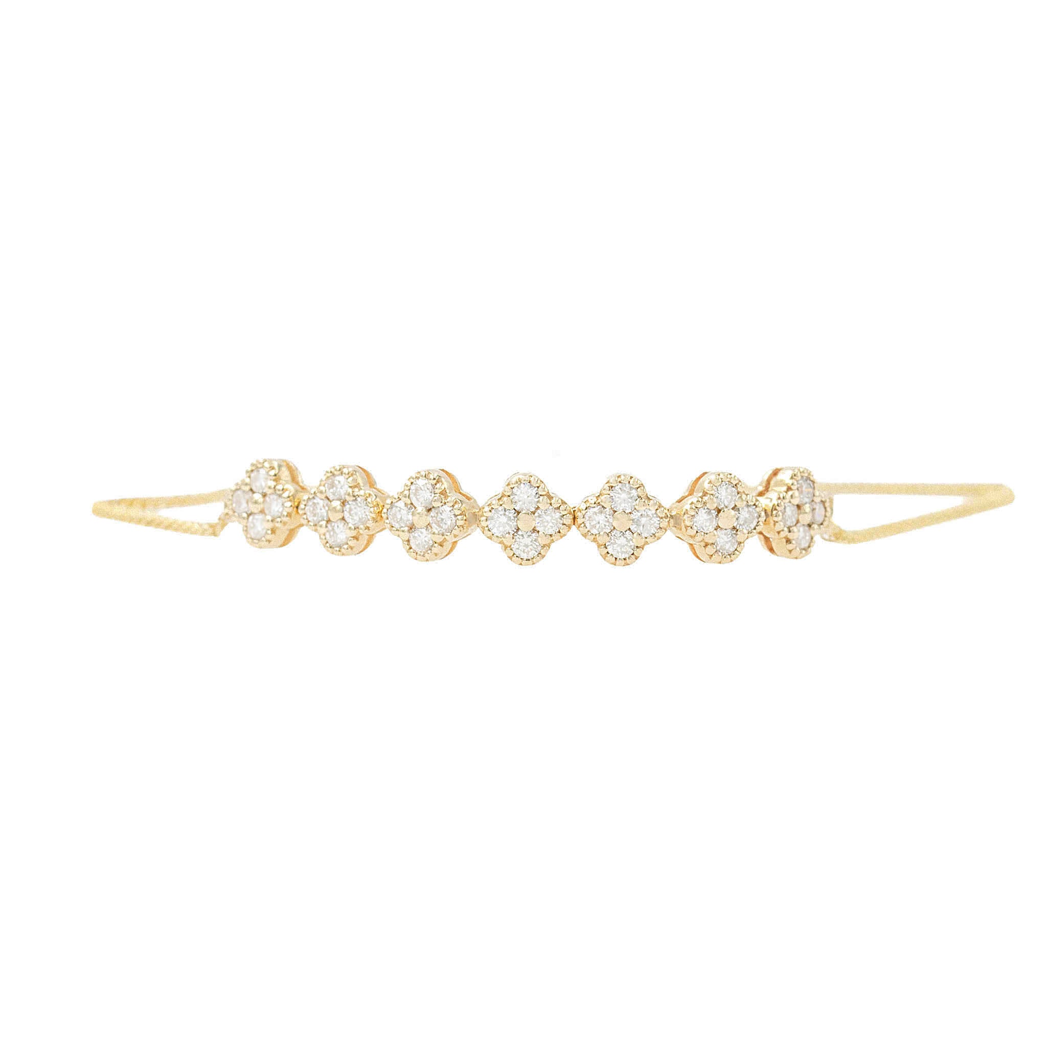 Diamond Clover Yellow Gold Bolo Bracelet