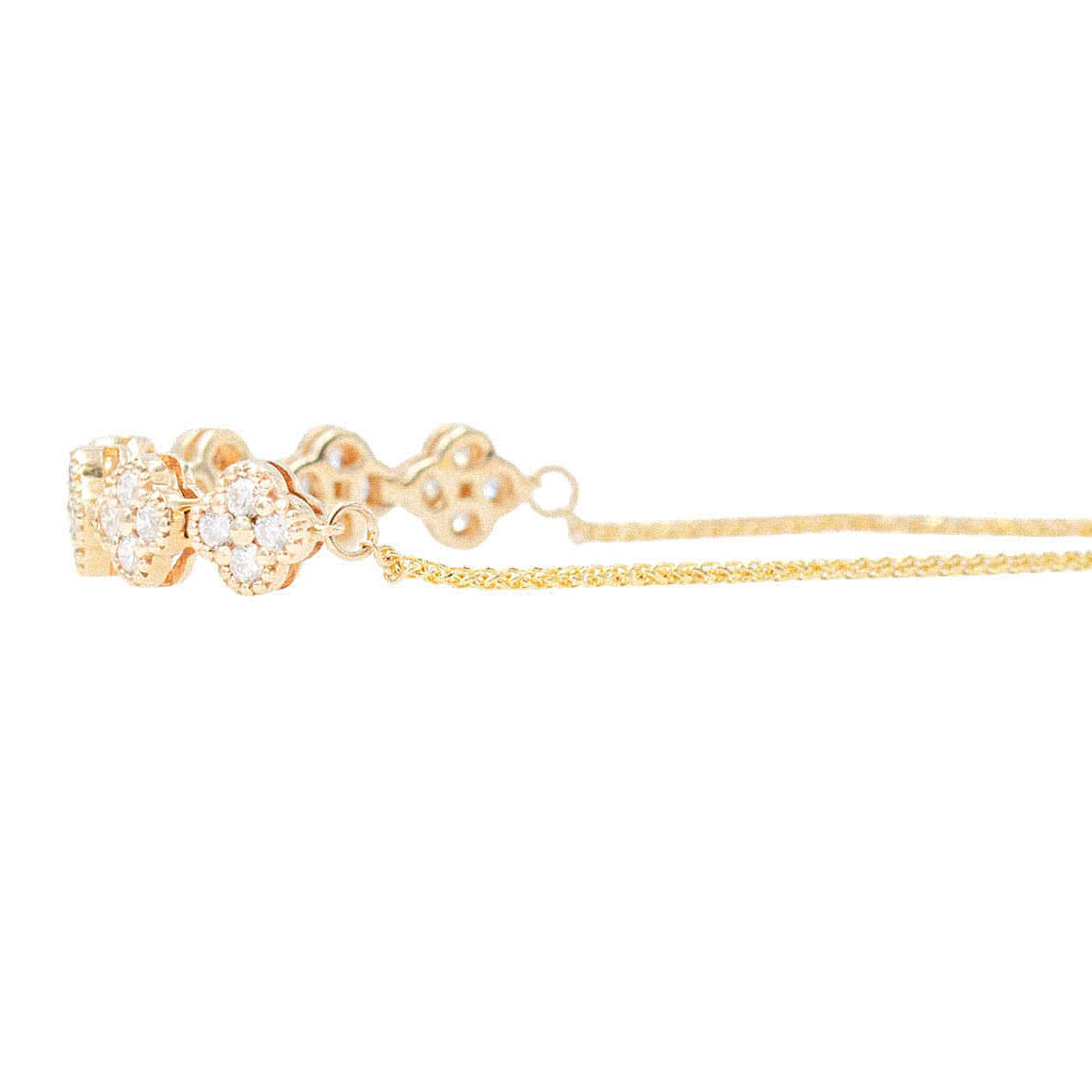 Diamond Clover Yellow Gold Bolo Bracelet