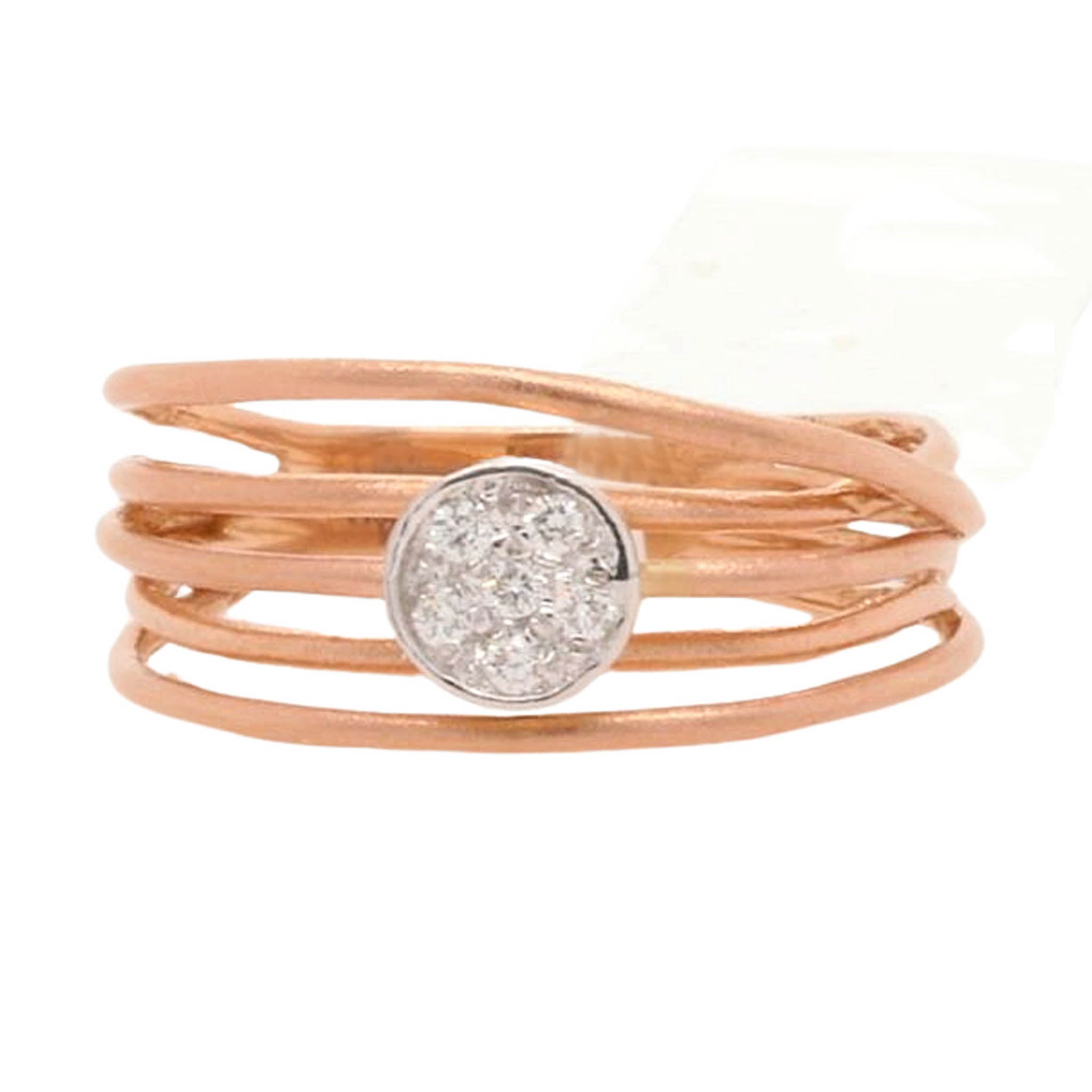 Rose Gold Open Multirow Band With Circle Of Pave Diamonds