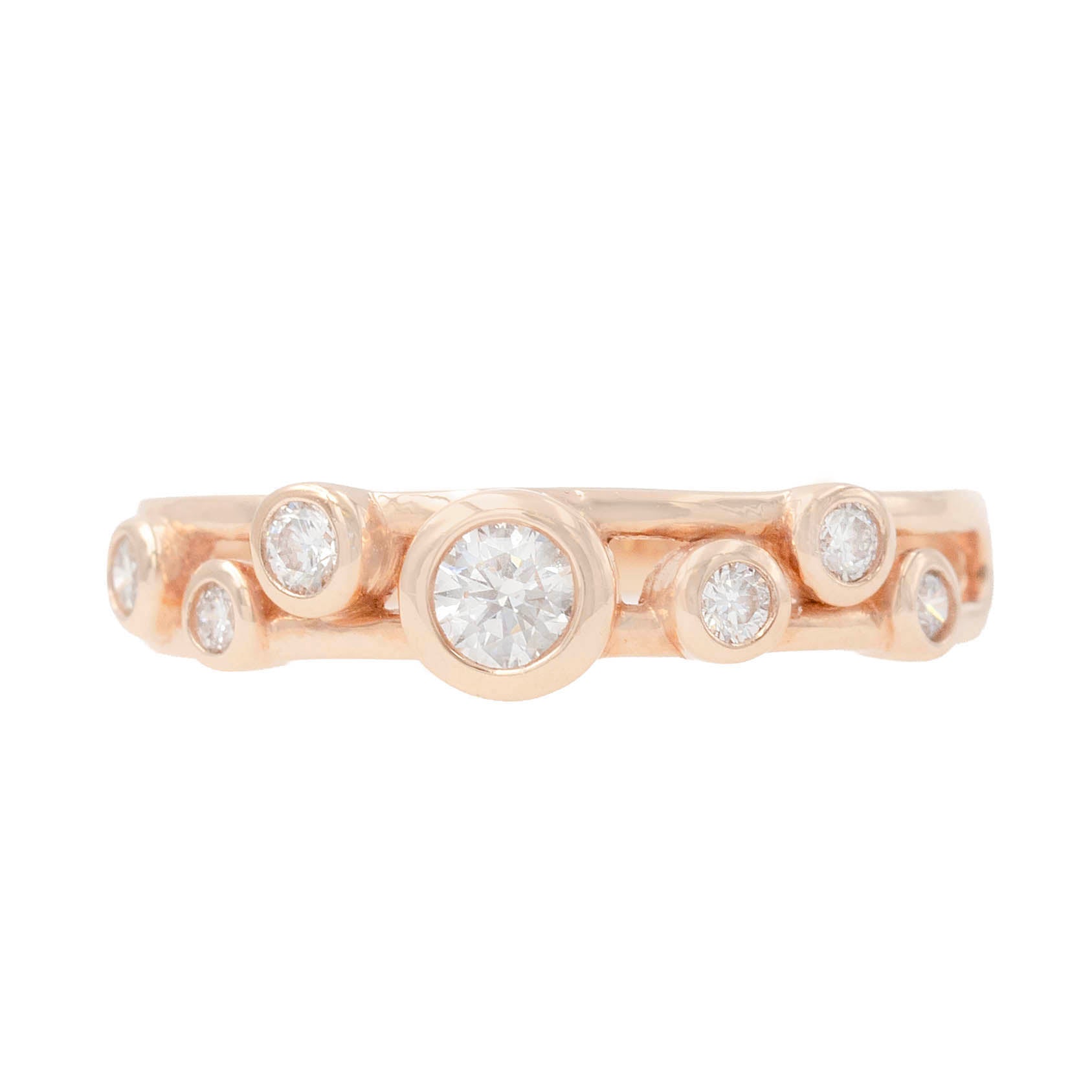 Bezel Set Diamond Double Band In Rose Gold