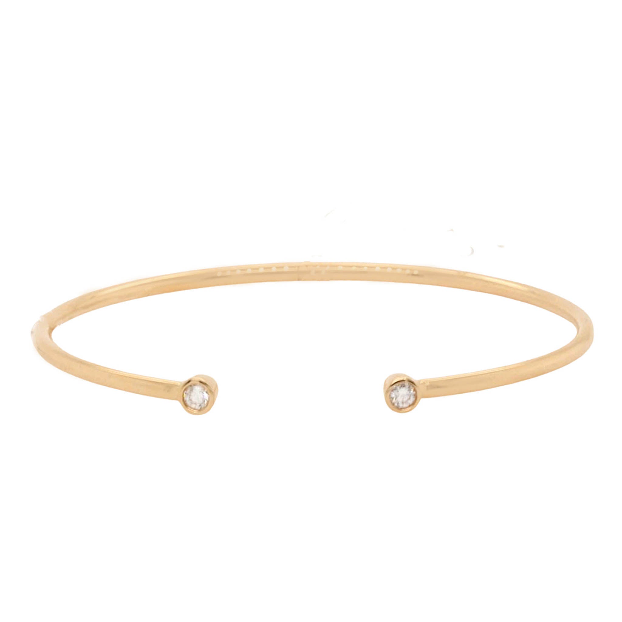 Slim Open Cuff Bracelet With Diamond Ends