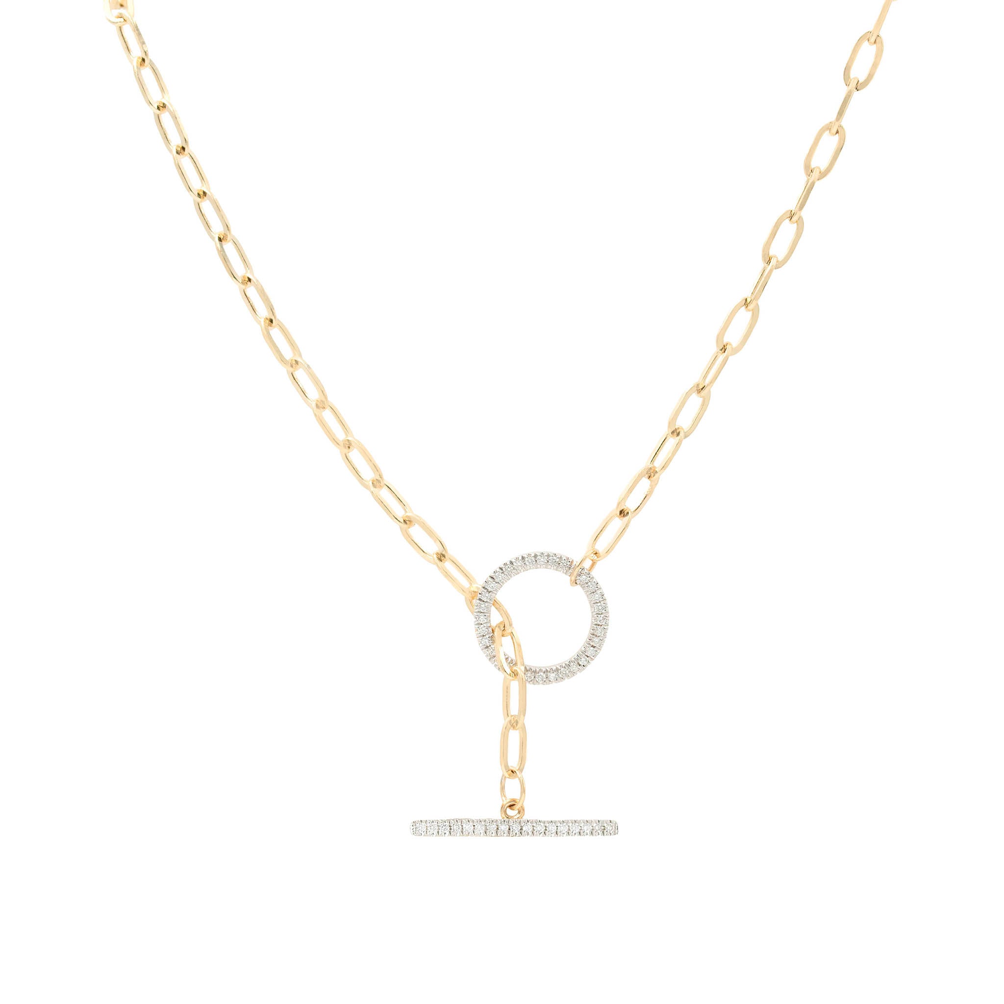 Diamond Toggle Paperclip Chain Necklace