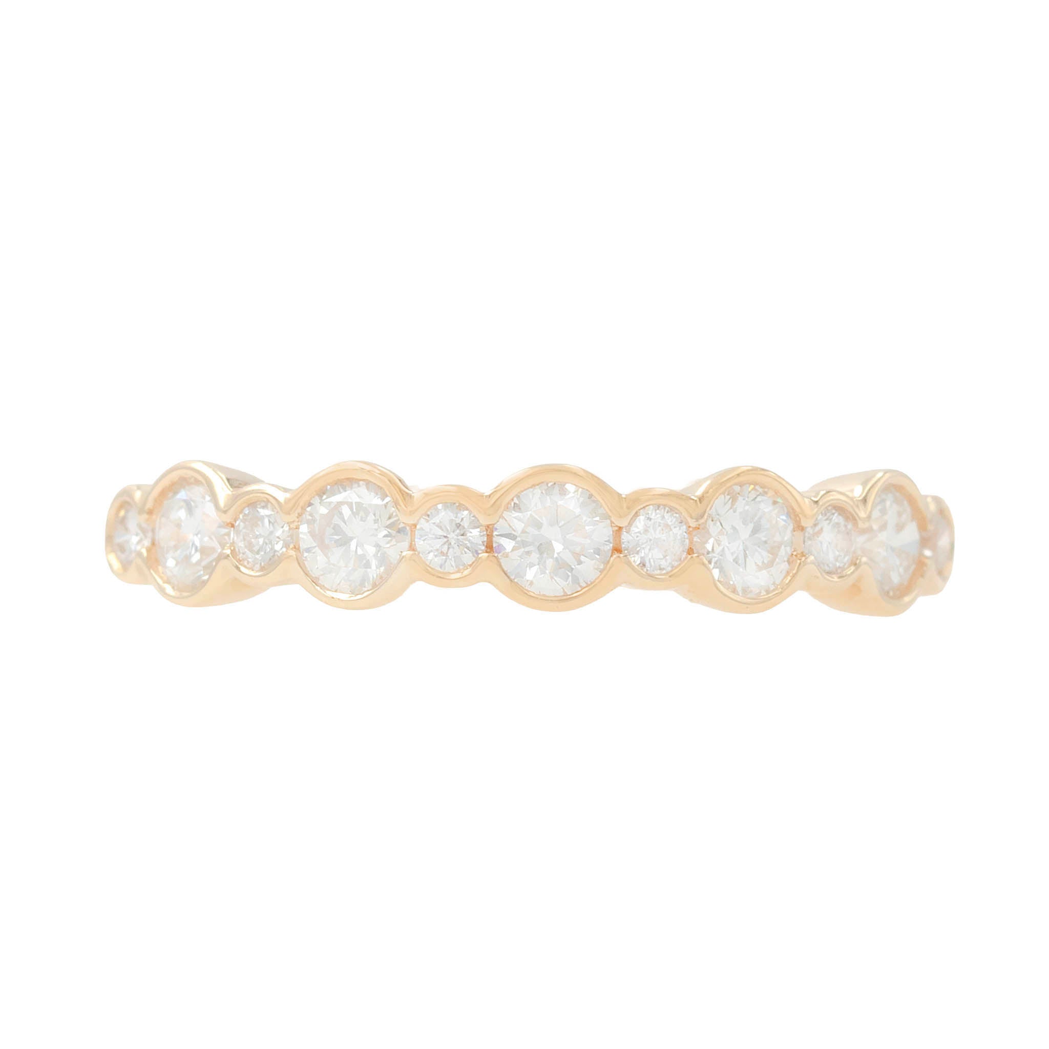 Bezel Set Alternating Small And Large Round Diamond Band