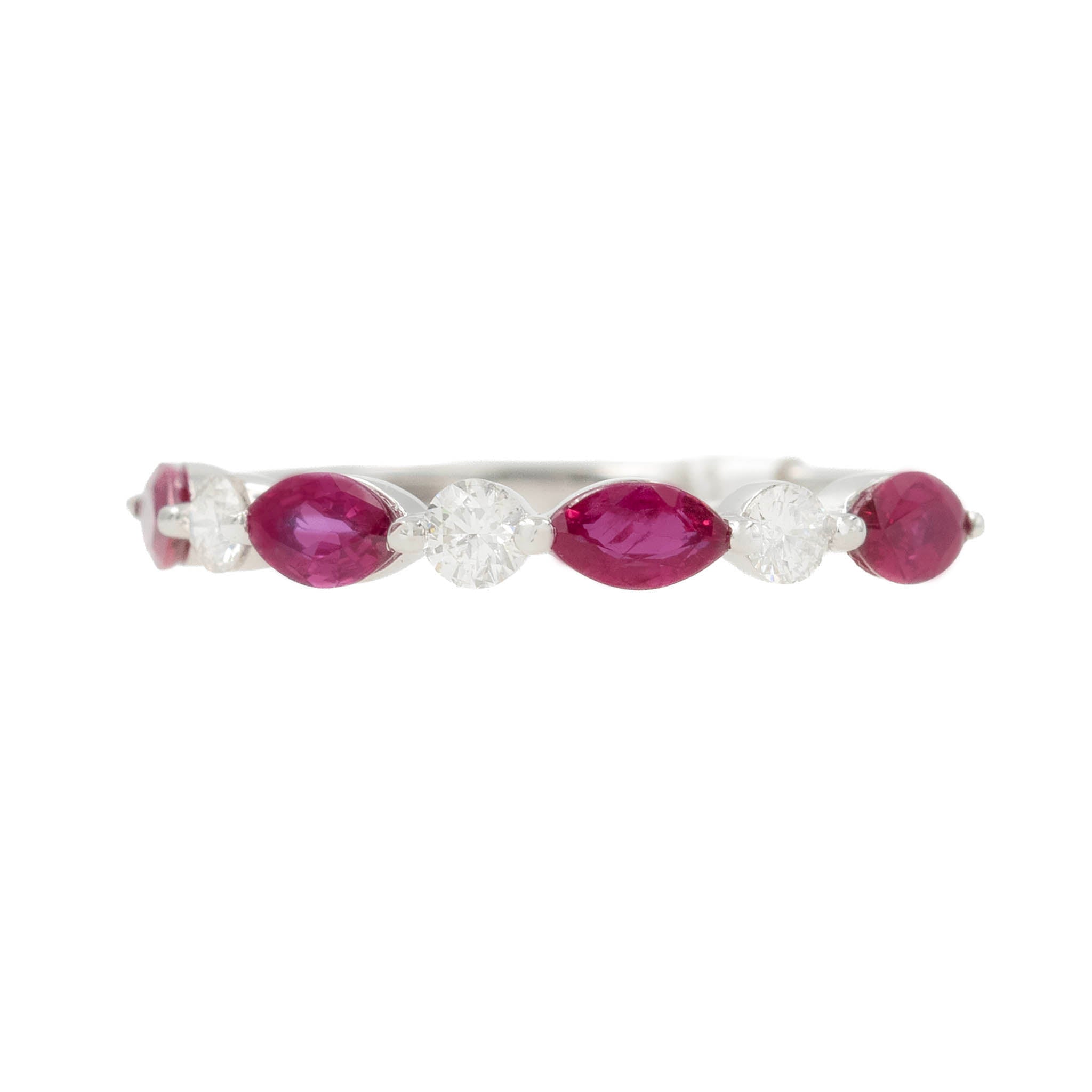 Marquise Ruby And Round Diamond Band