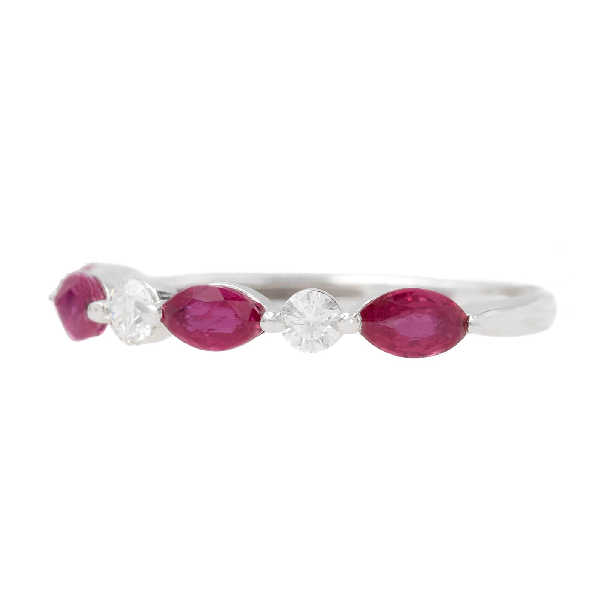 Marquise Ruby And Round Diamond Band