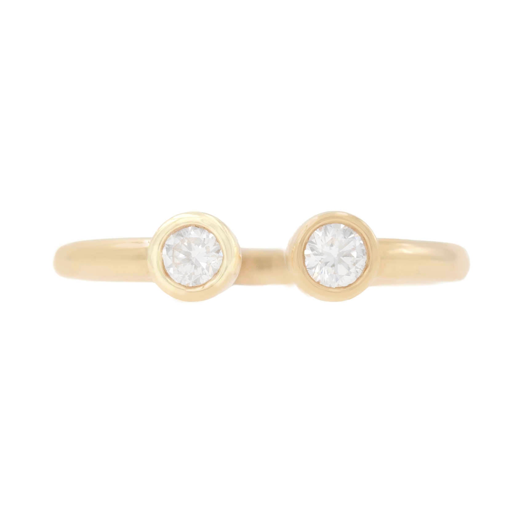 Open Front Yellow Gold Band With Bezel Set Ends