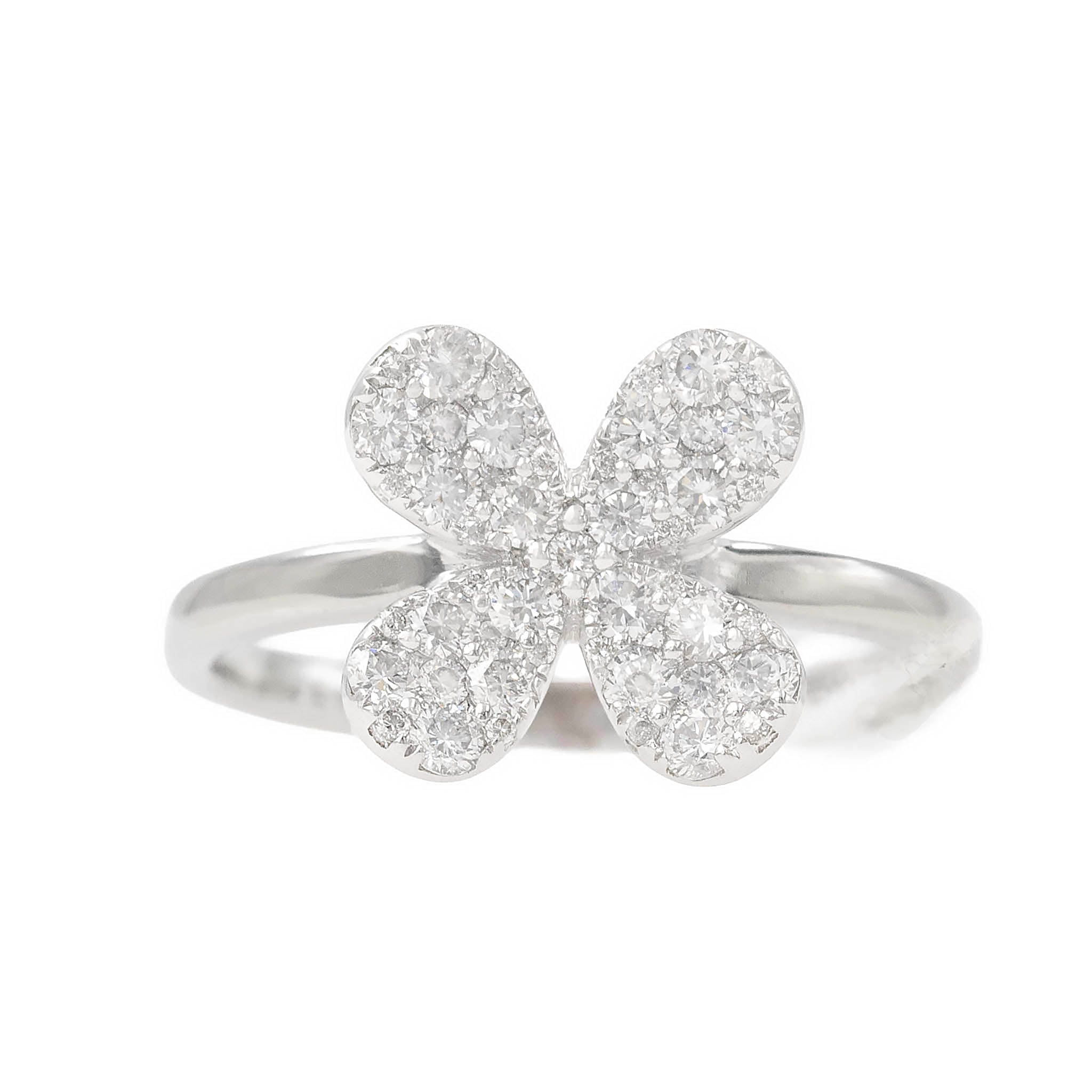 Pave Diamond Clover Ring