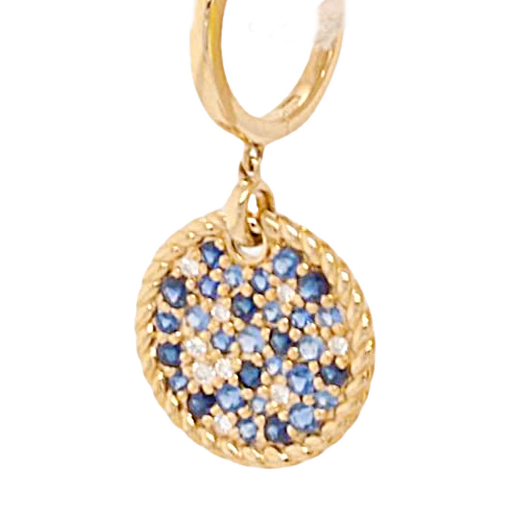Different Tone Blue Sapphire And Diamond Drop Earrings