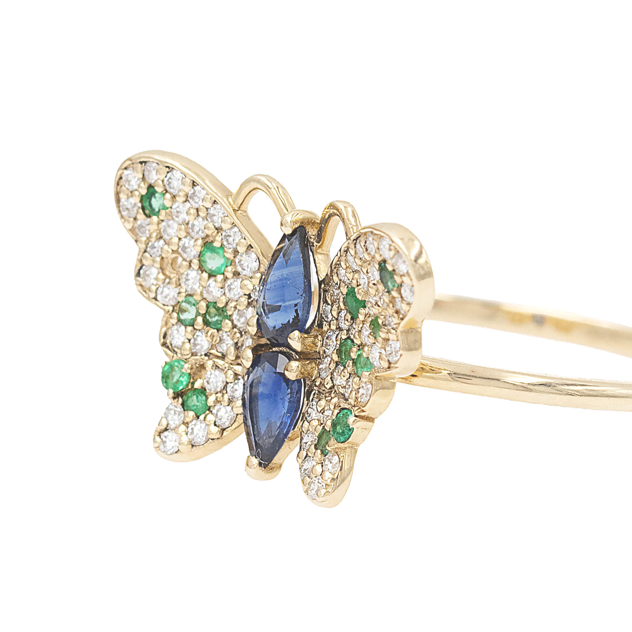 Diamond And Gemstone Butterfly Ring