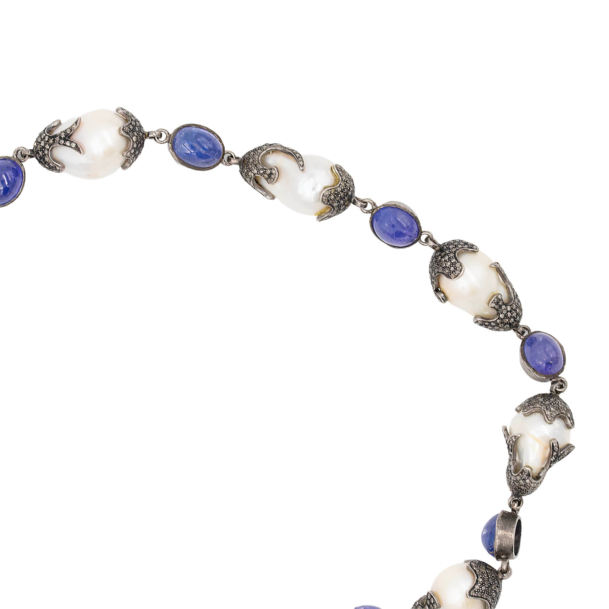 Baroque Pearl And Tanzanite Necklace