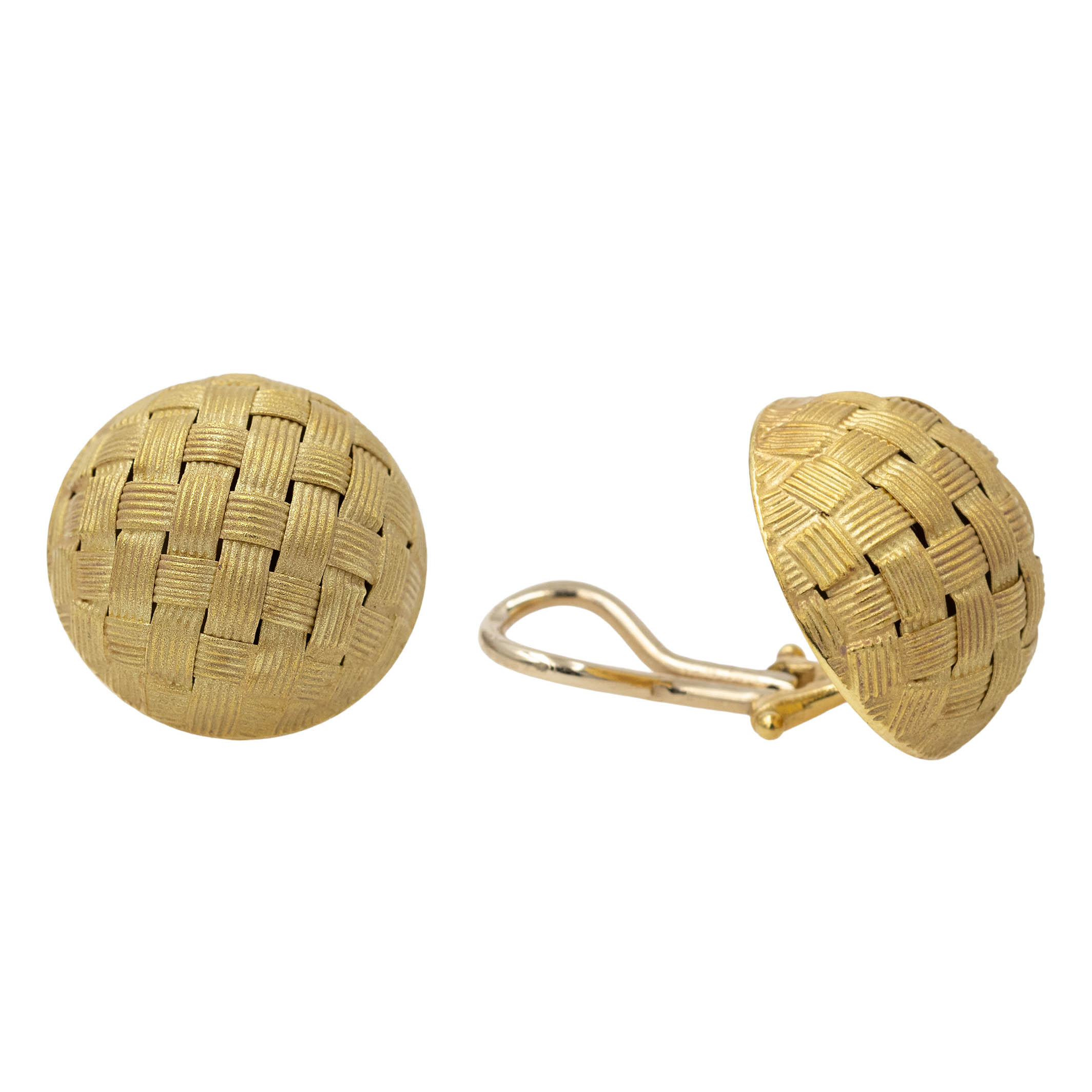 Domed Basket Weave Button Earring