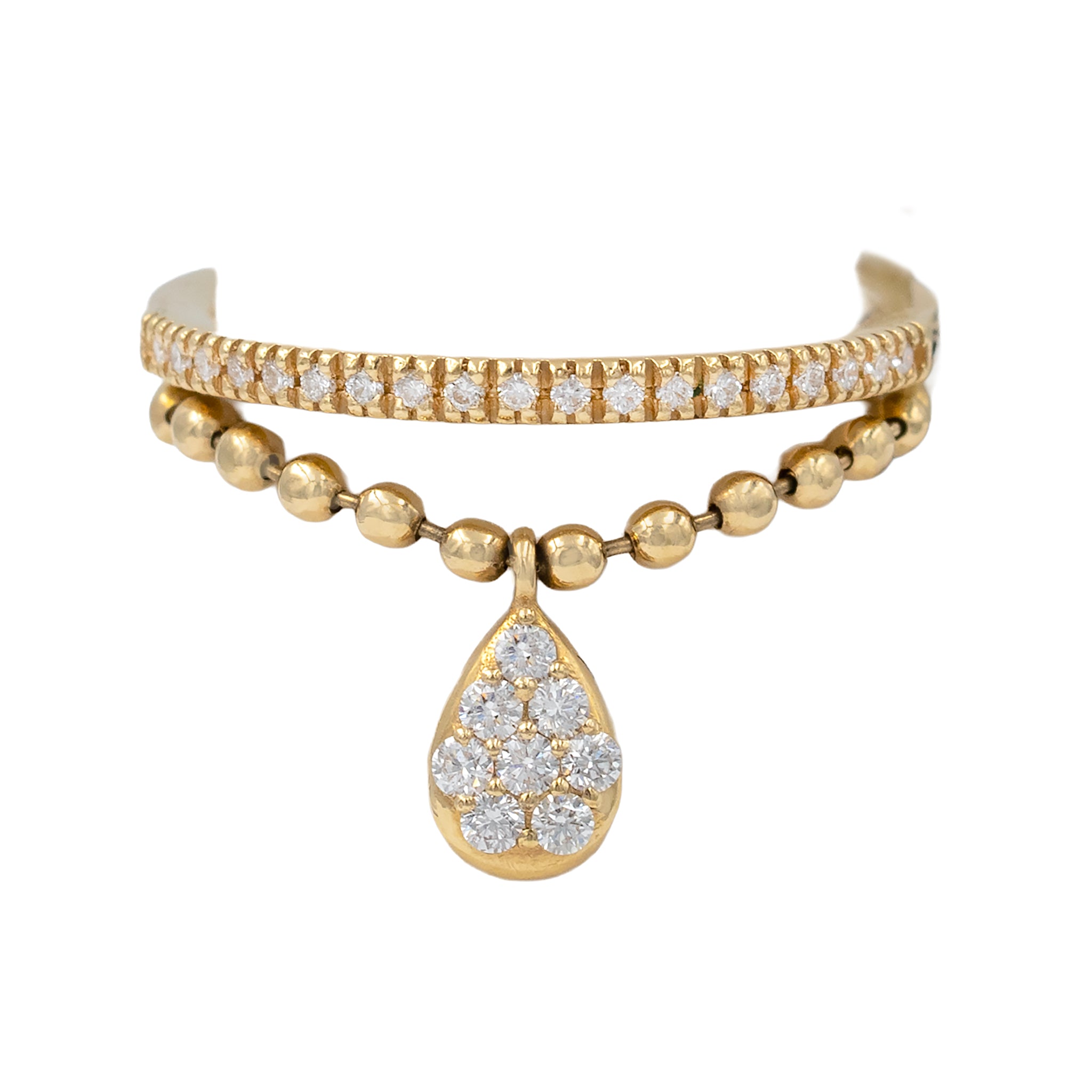 Two Row Band With Diamond Pear Drop