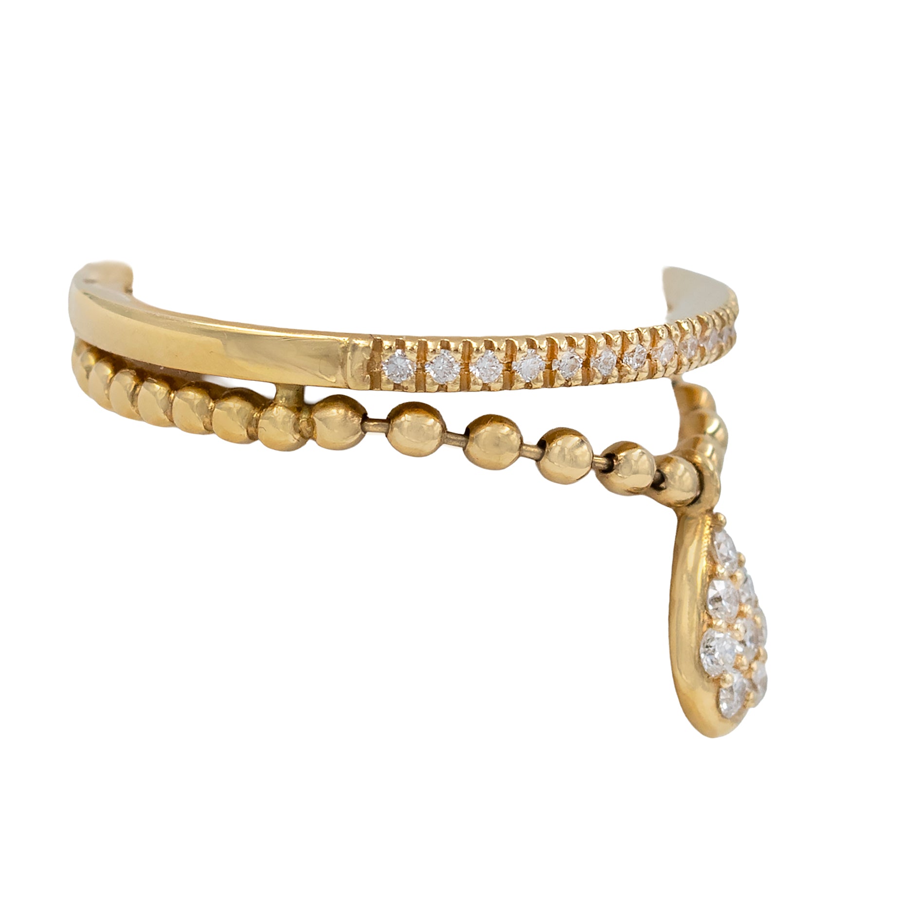 Two Row Band With Diamond Pear Drop